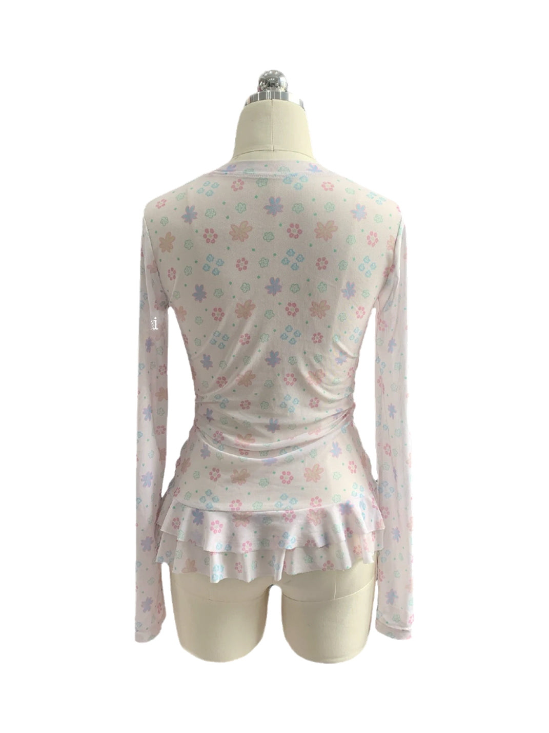Petal-Mist Sheer Ruffle Mesh Top — product view 8