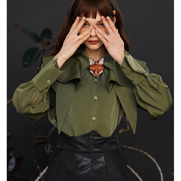 Fox Charm Ruffle Blouse - chiclara
