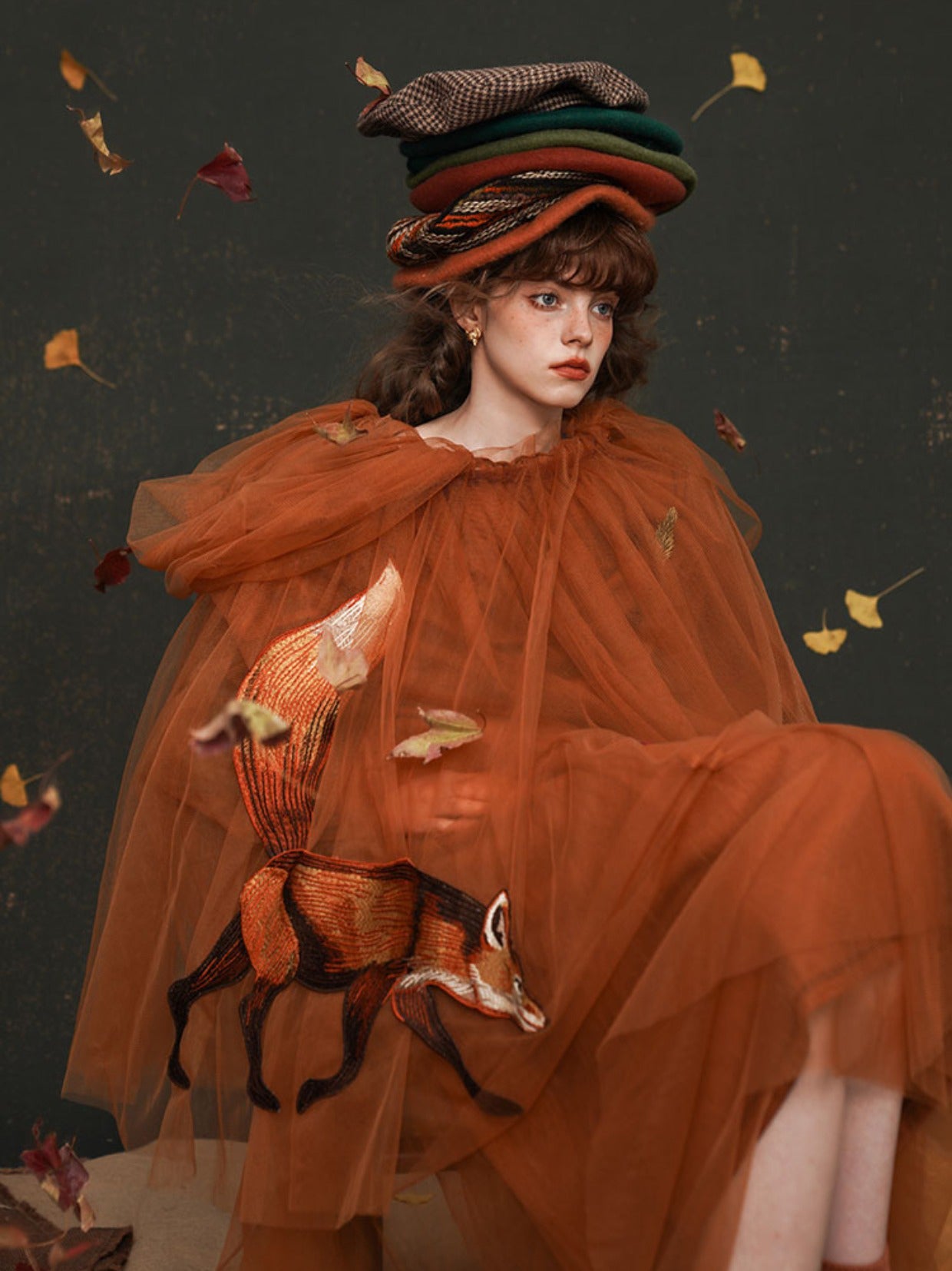 Embroidered Fox Tulle Strap Skirt - chiclara