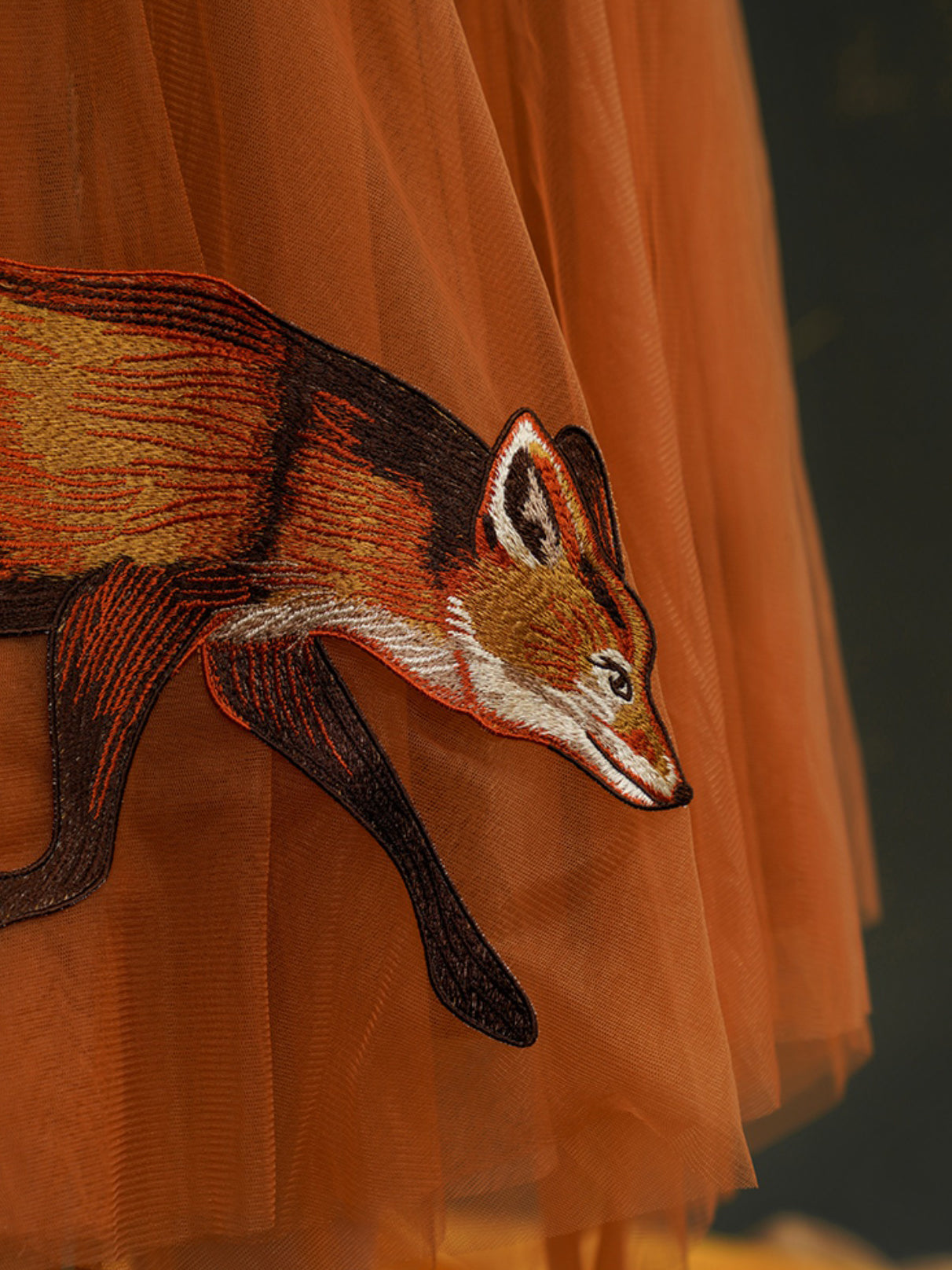 Embroidered Fox Tulle Strap Skirt - chiclara