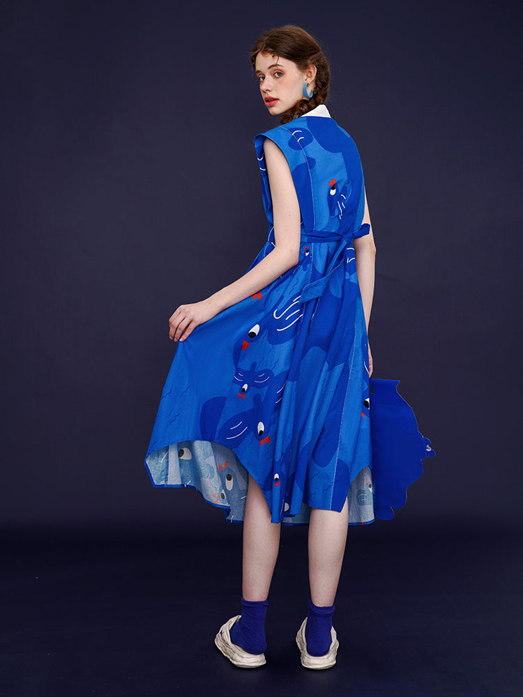Whimsical Blue Bird Dress - chiclara