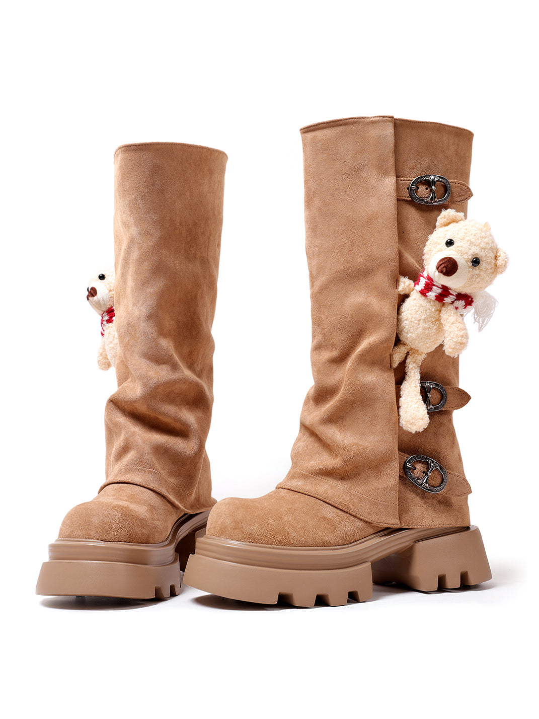 Teddy-Charm Lug-Sole Mid-Calf Boots - View 5