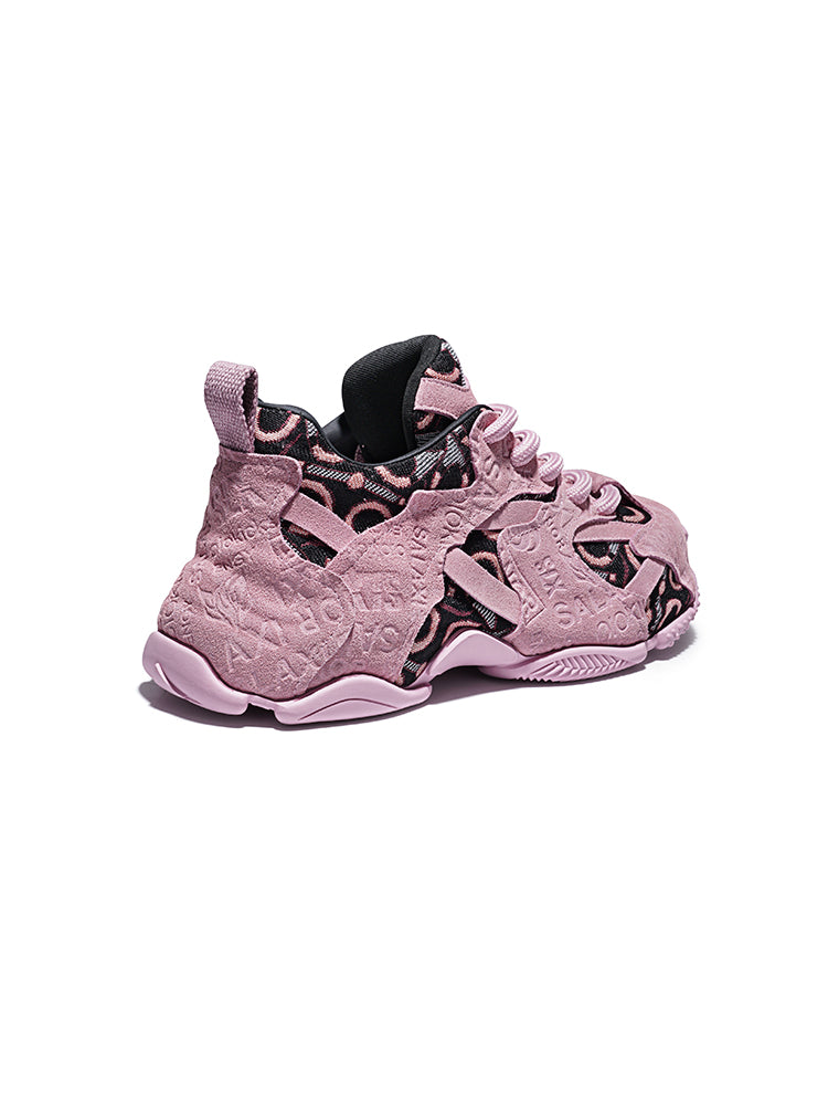 Pink Embroidered Chunky Dad Sneakers - View 5