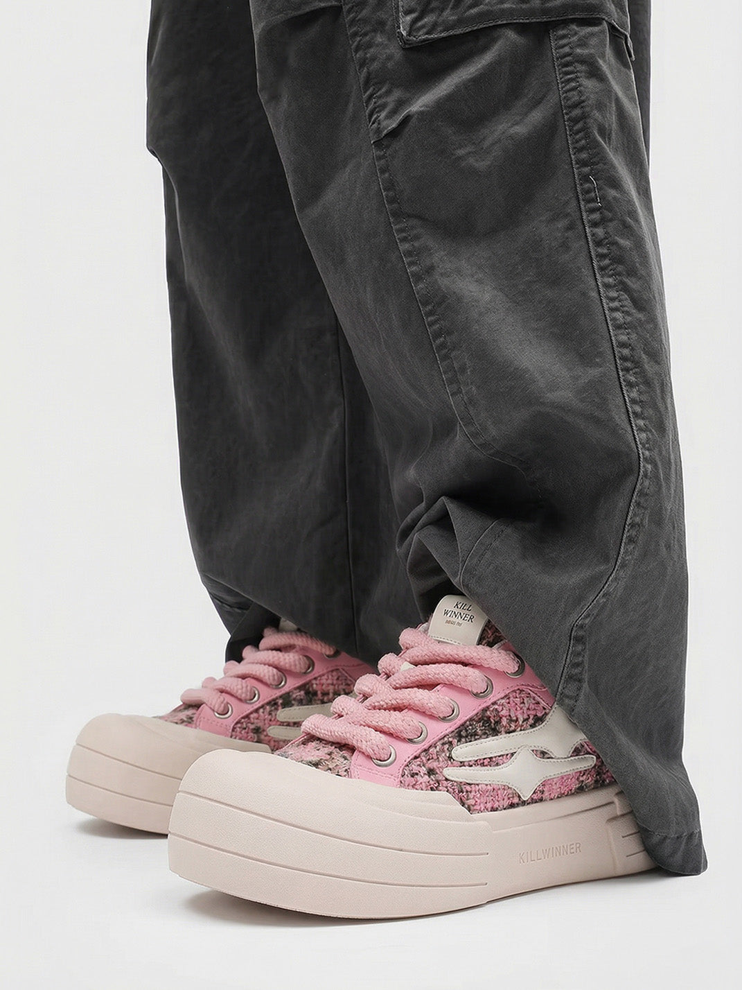 Pink Glitter Smile Platform Sneakers - View 2