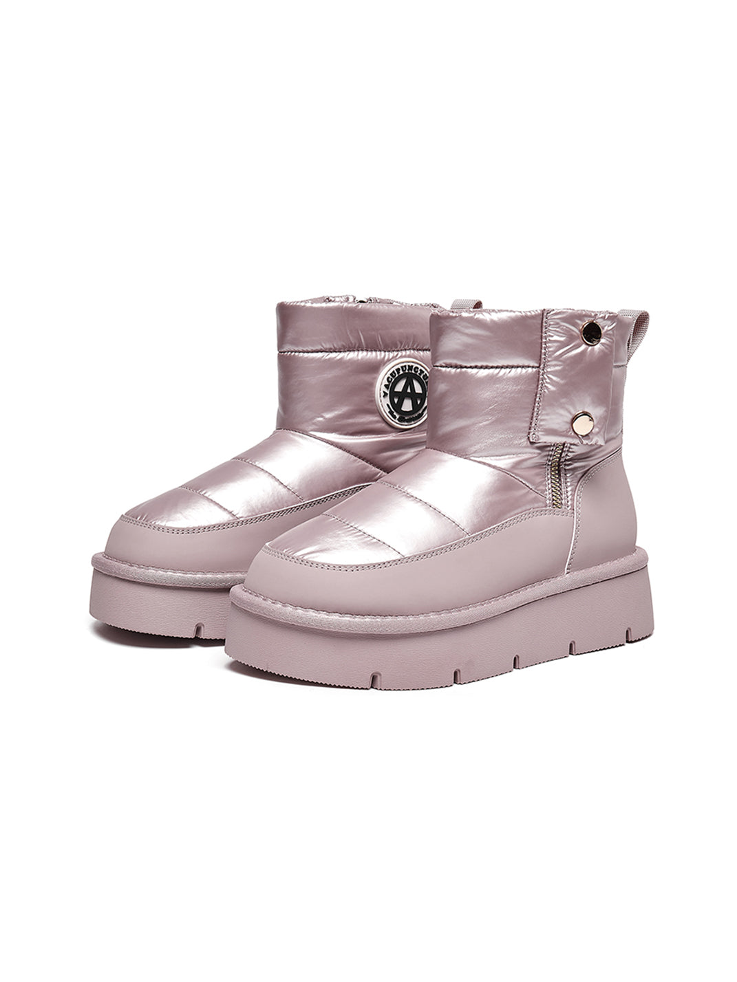 Pink Quilted Platform Snow Boots - View 8