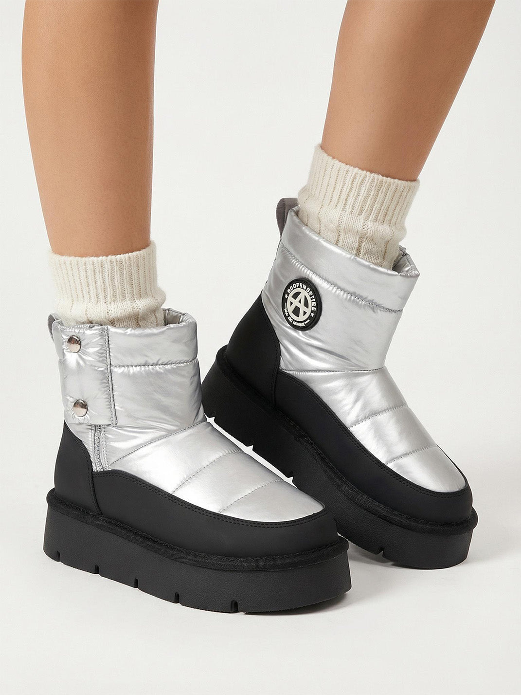 Pink Quilted Platform Snow Boots - View 17
