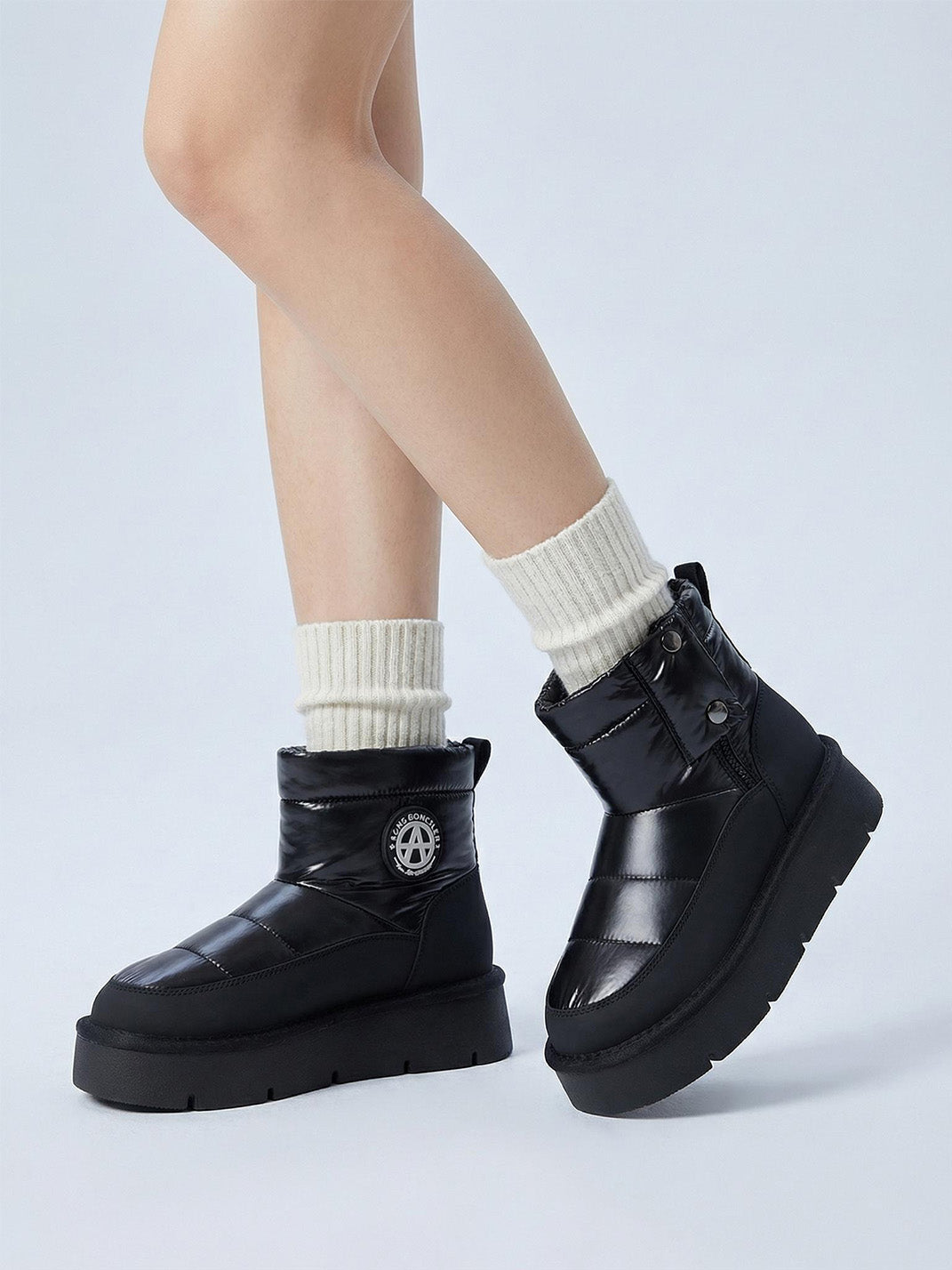Pink Quilted Platform Snow Boots - View 29