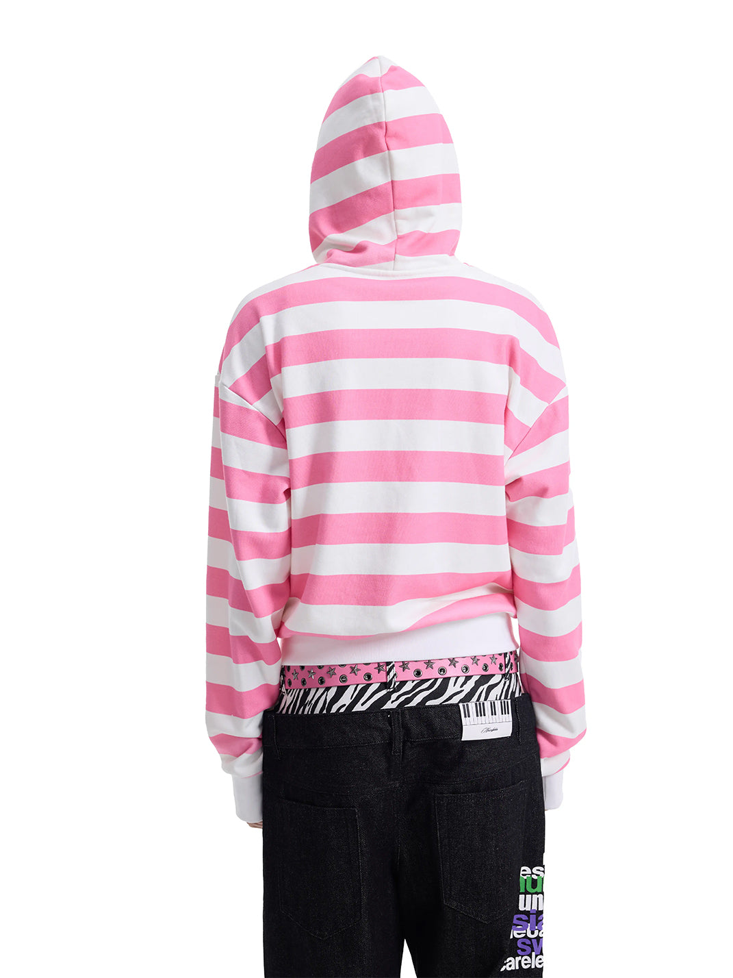 Pink Stripe Glitter-Graphic Zip Hoodie — product view 5