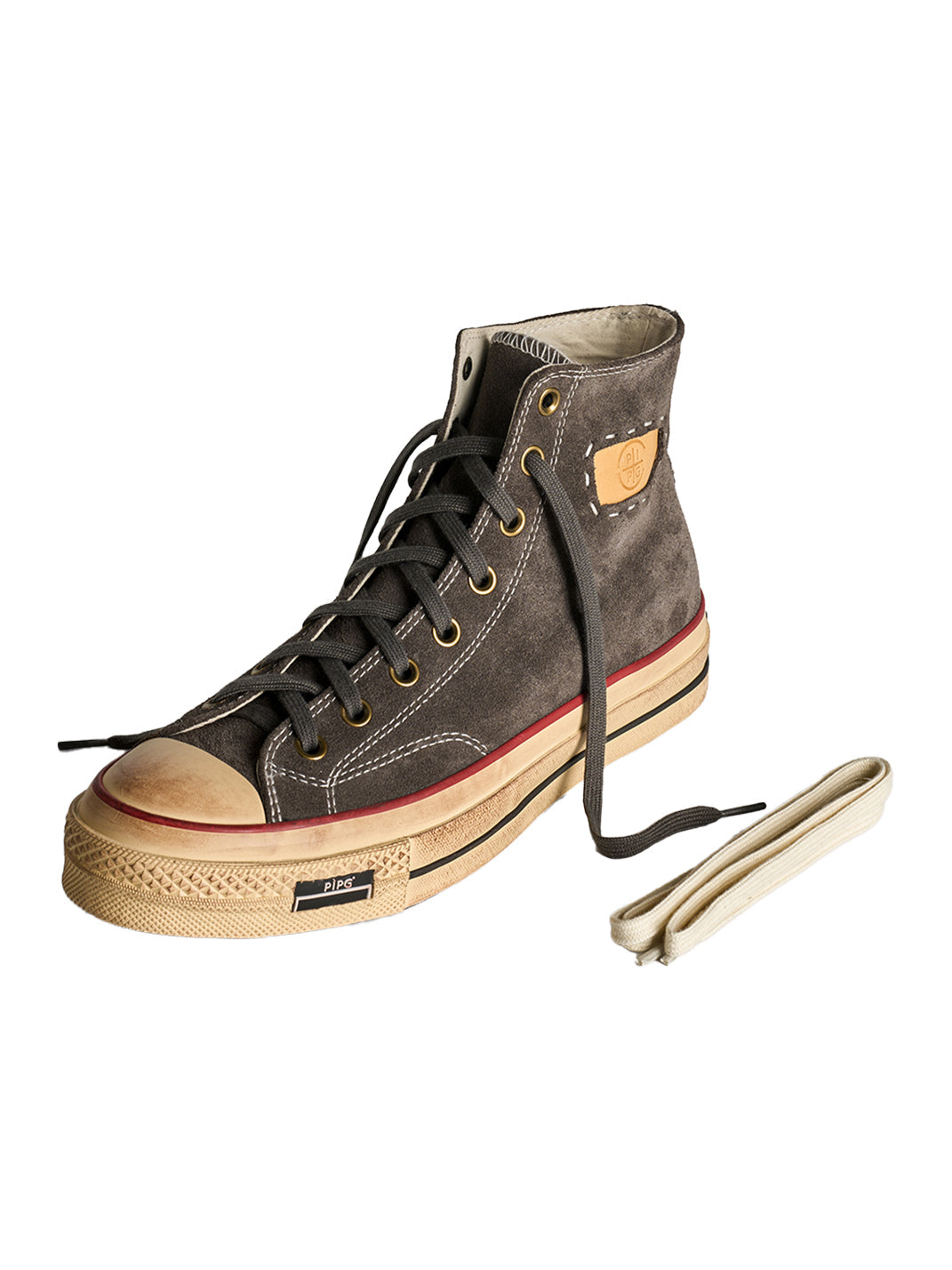 Cow-Suede Distressed High-Top Sneakers - View 11