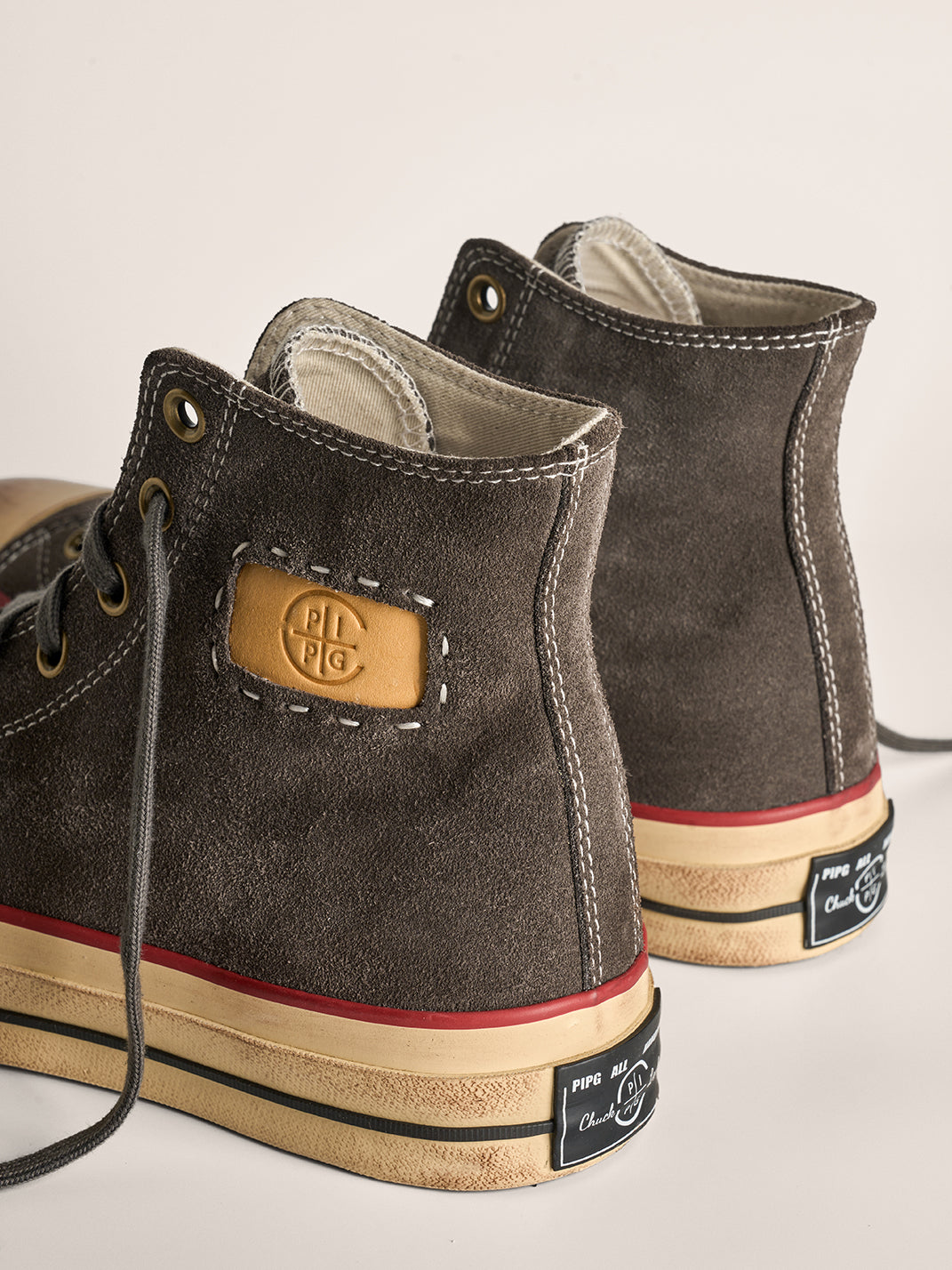 Cow-Suede Distressed High-Top Sneakers - View 13
