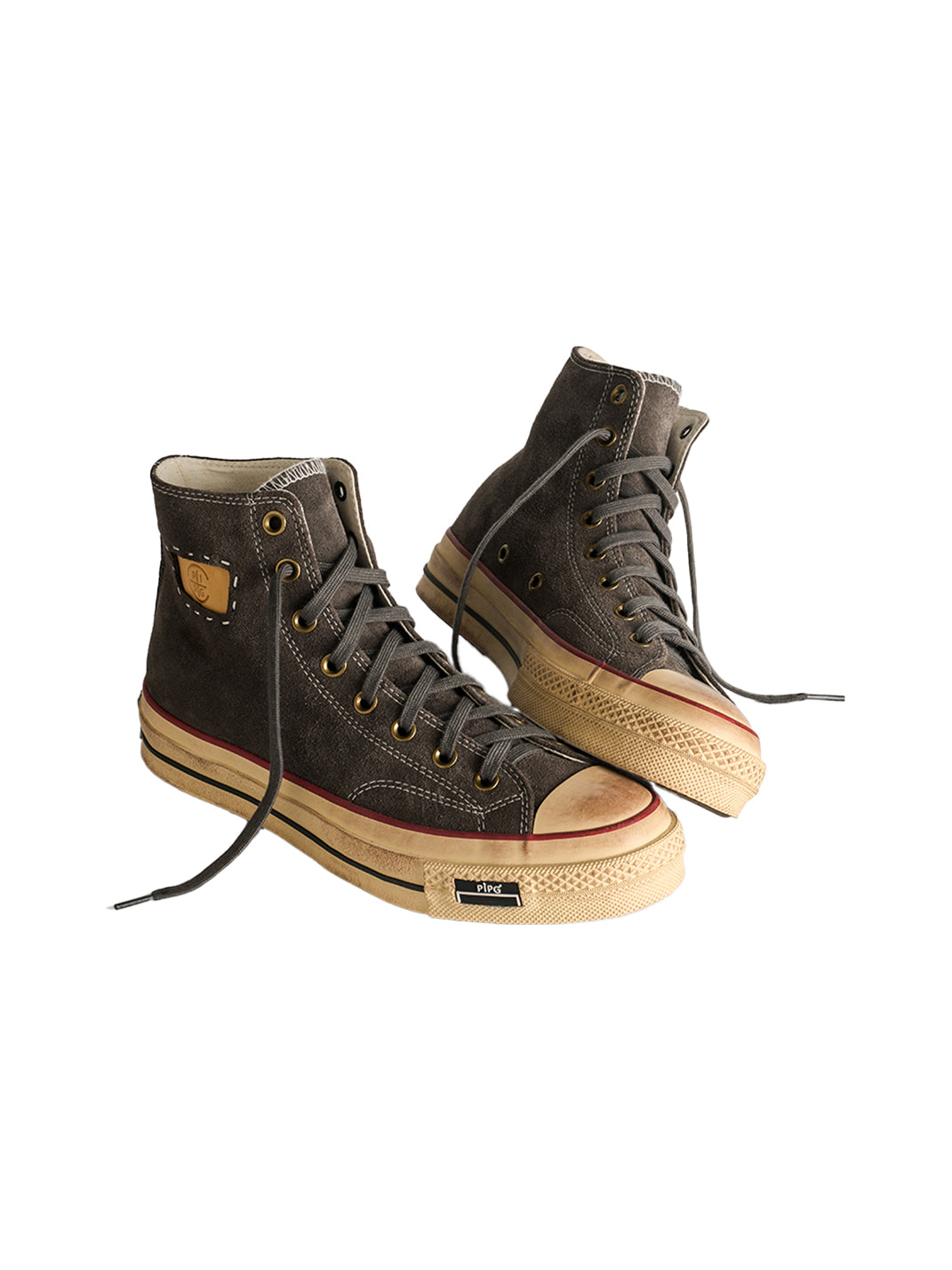 Cow-Suede Distressed High-Top Sneakers - View 14