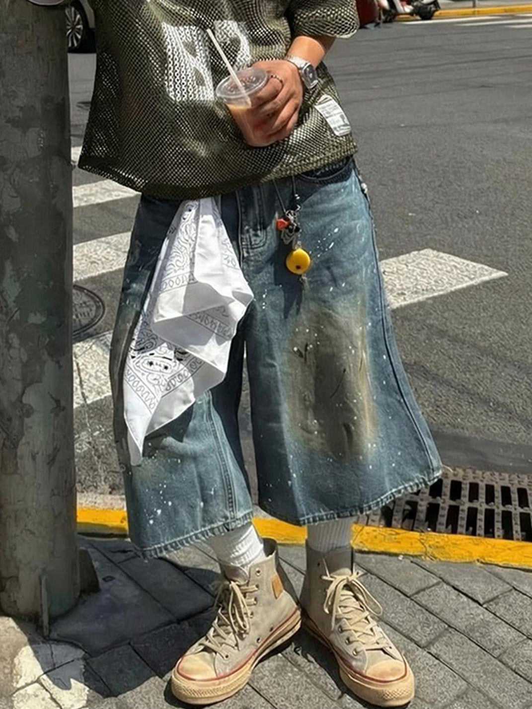 Cow-Suede Distressed High-Top Sneakers - View 17