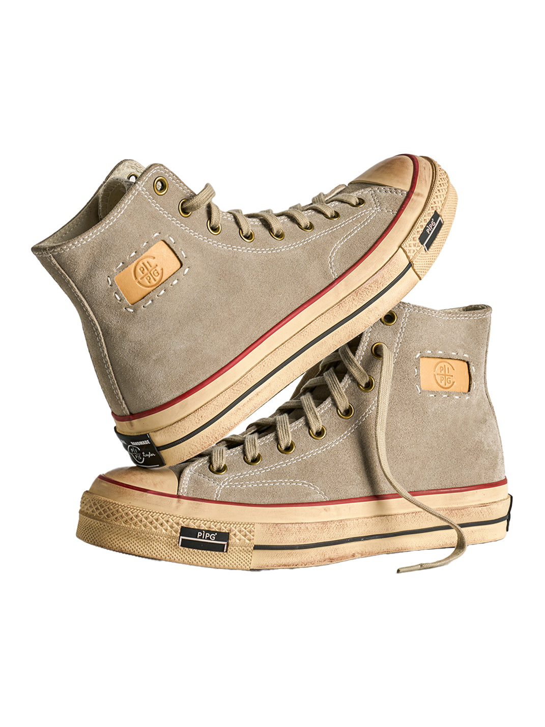Cow-Suede Distressed High-Top Sneakers - View 21