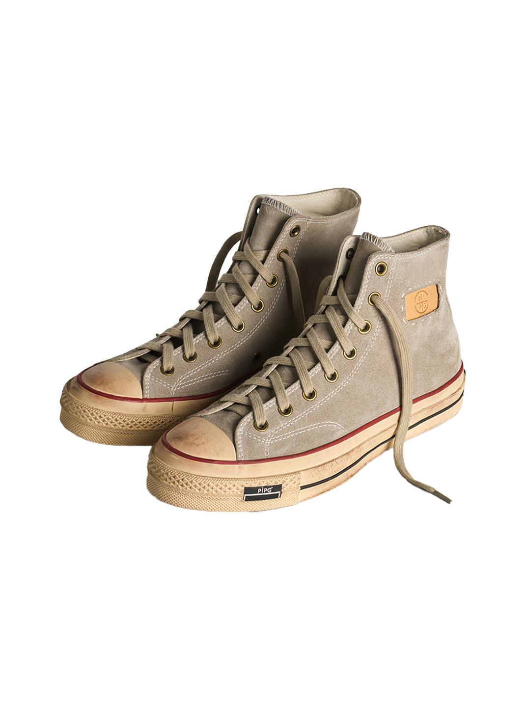 Cow-Suede Distressed High-Top Sneakers - View 22