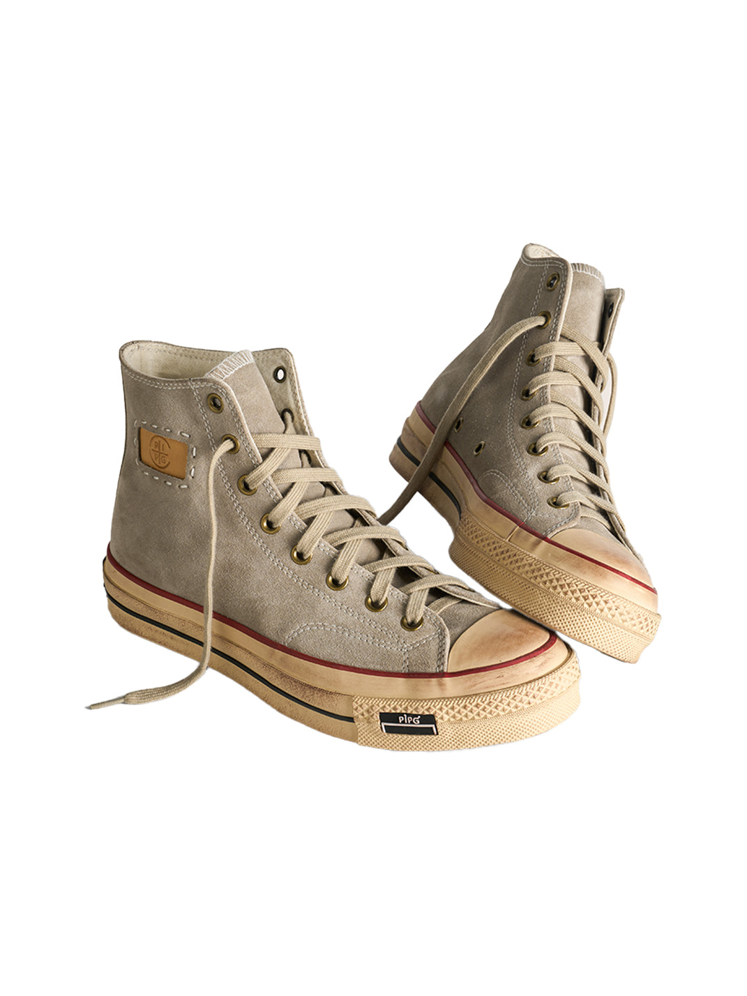 Cow-Suede Distressed High-Top Sneakers - View 23