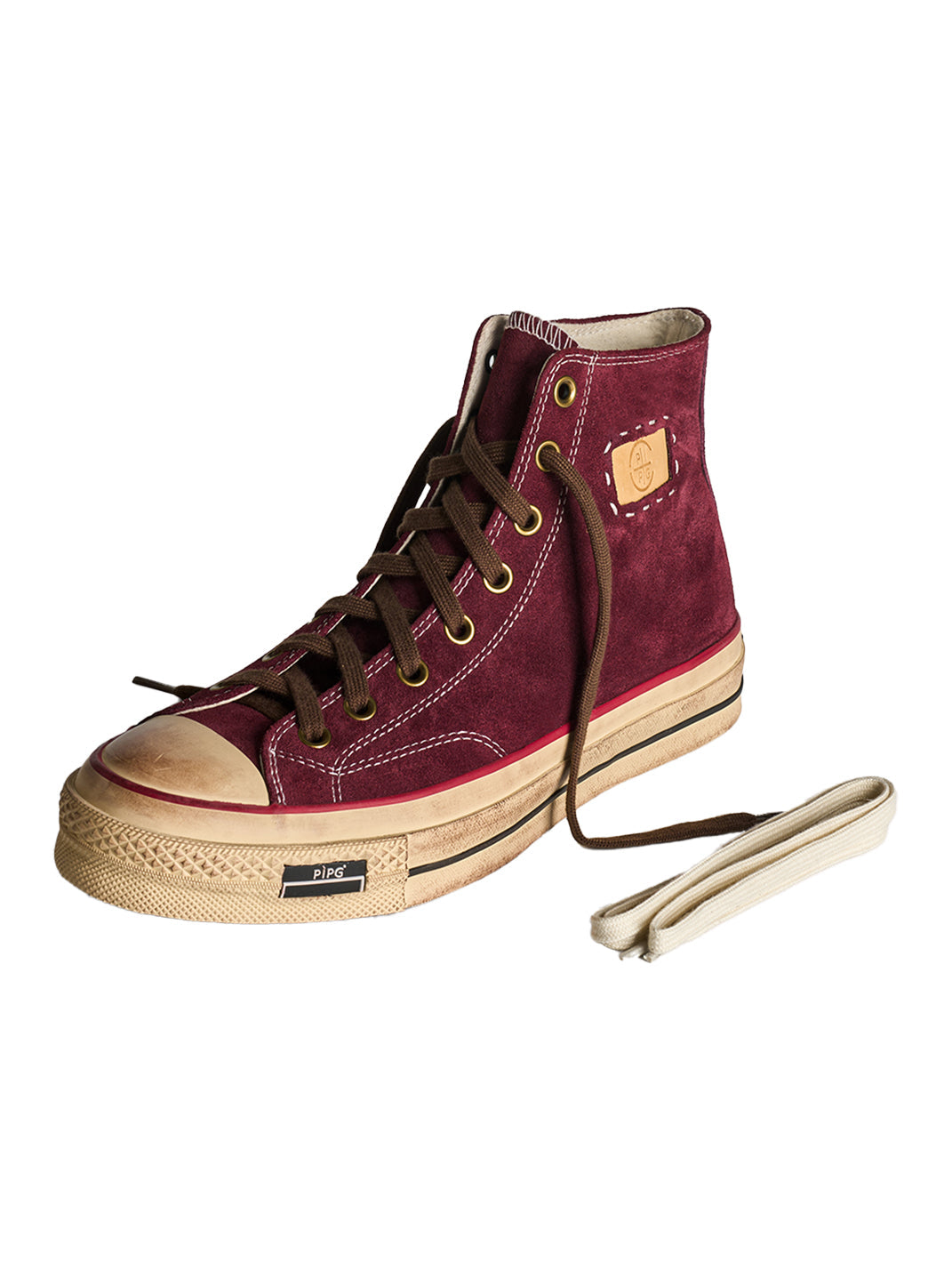 Cow-Suede Distressed High-Top Sneakers - View 38