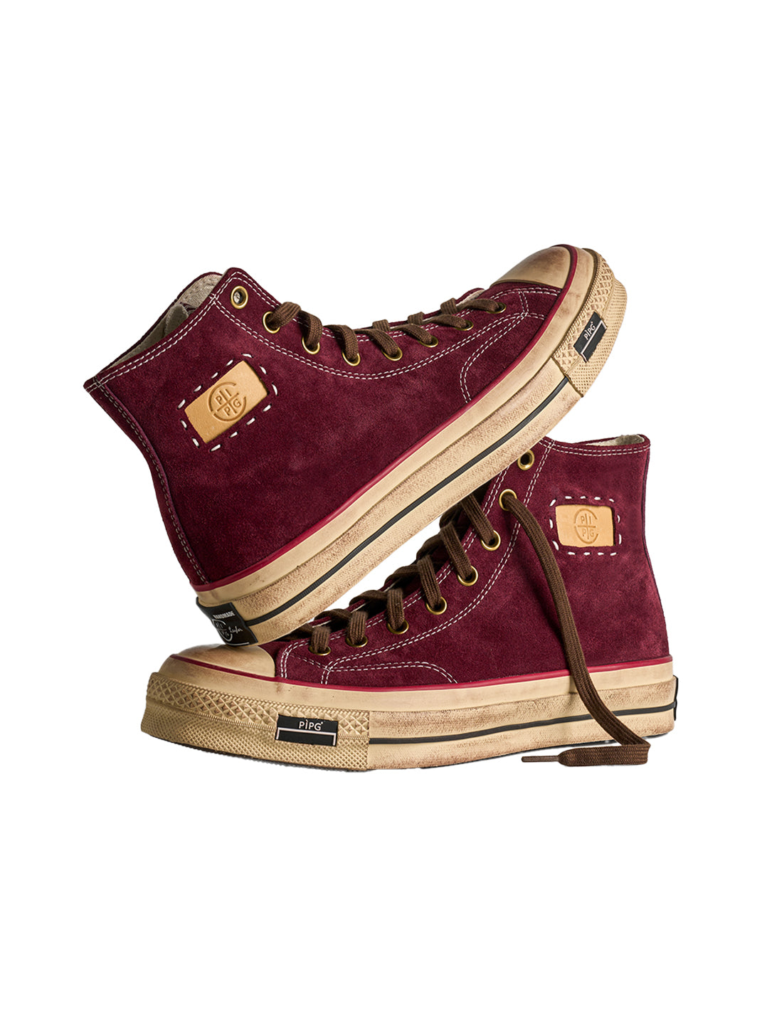 Cow-Suede Distressed High-Top Sneakers - View 39