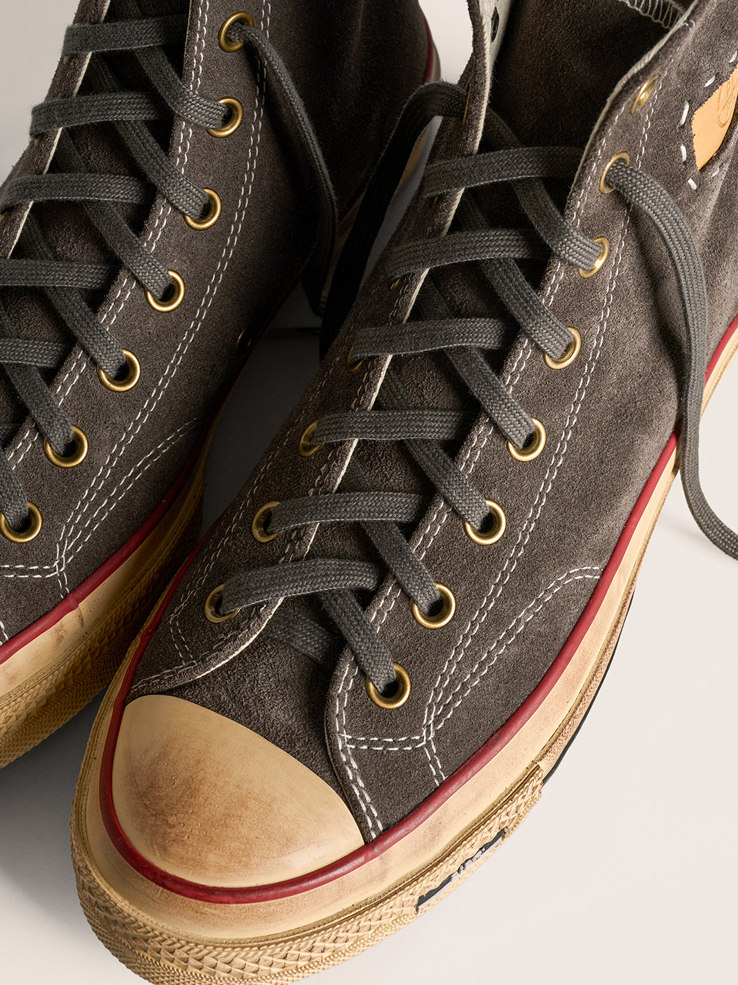 Cow-Suede Distressed High-Top Sneakers - View 4