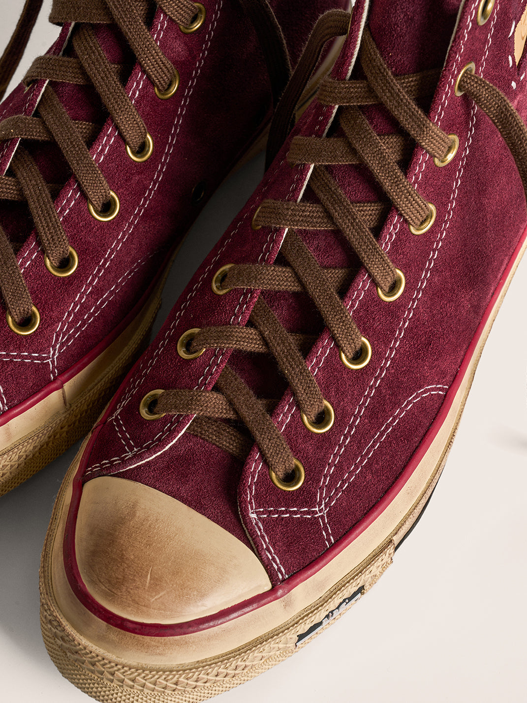 Cow-Suede Distressed High-Top Sneakers - View 40