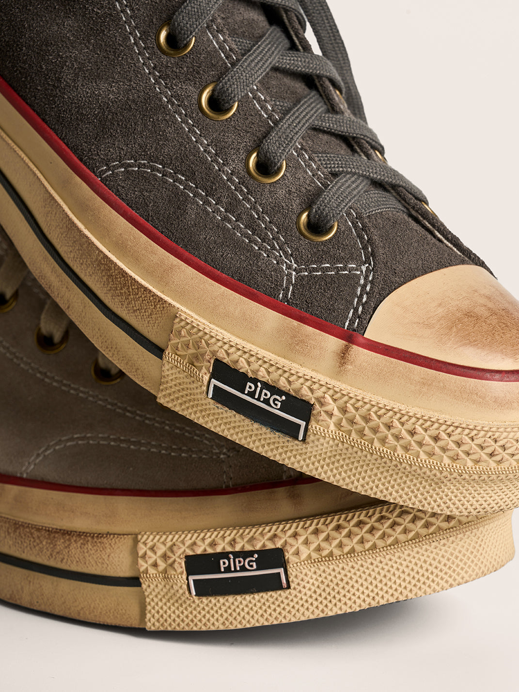 Cow-Suede Distressed High-Top Sneakers - View 6