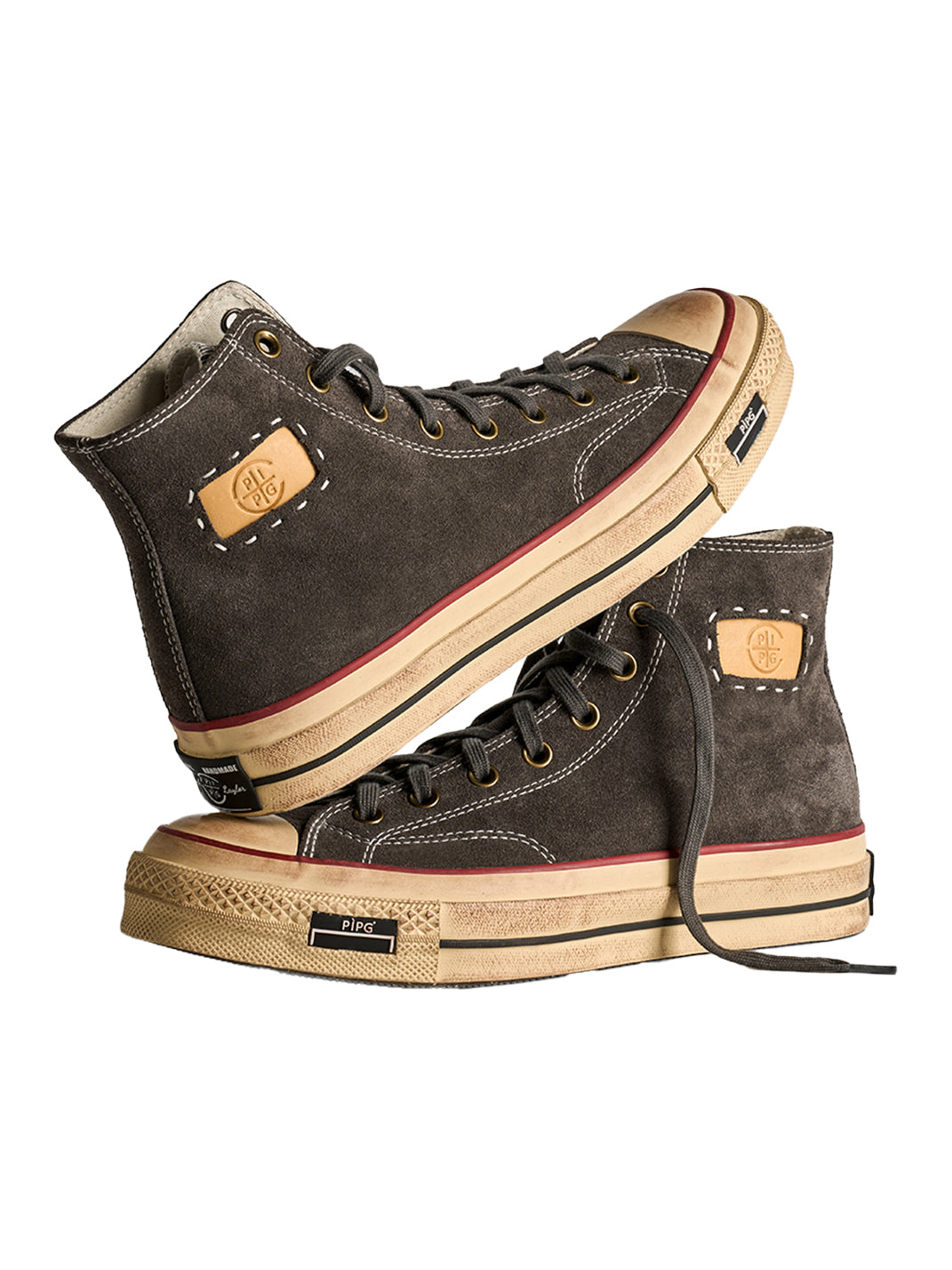 Cow-Suede Distressed High-Top Sneakers - View 7