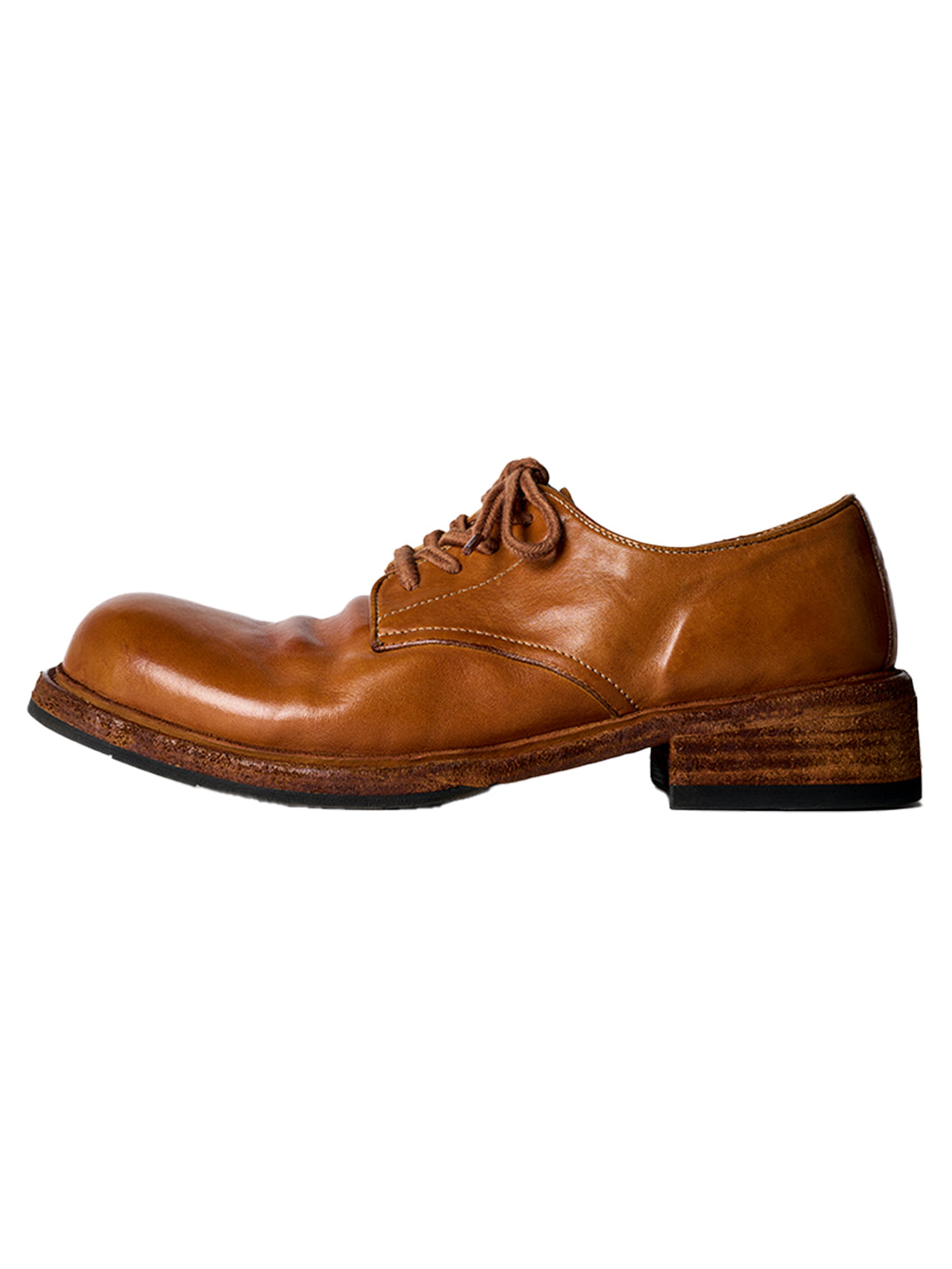 Washed Horsehide Round-Toe Derby Shoes - View 16
