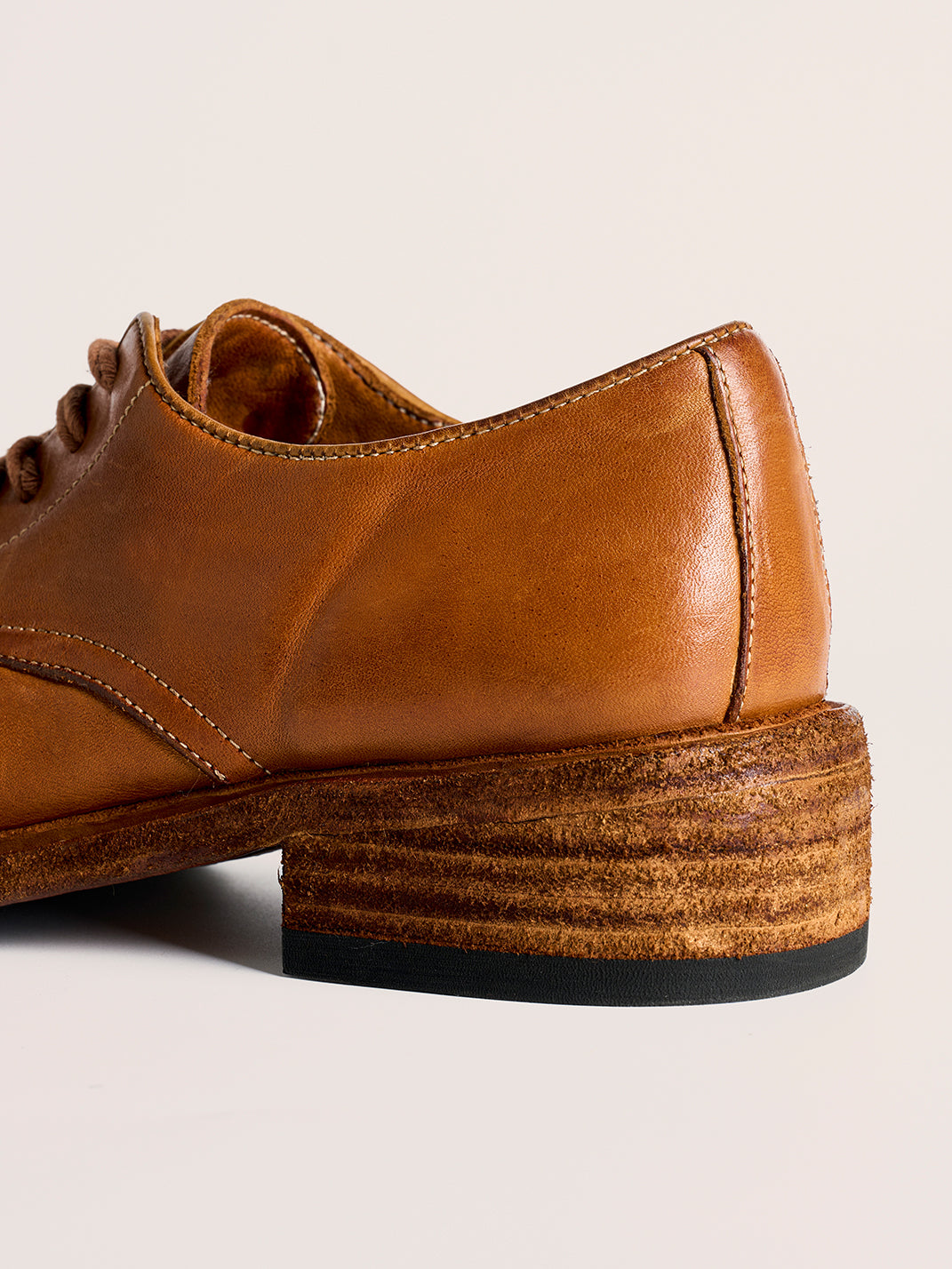 Washed Horsehide Round-Toe Derby Shoes - View 20