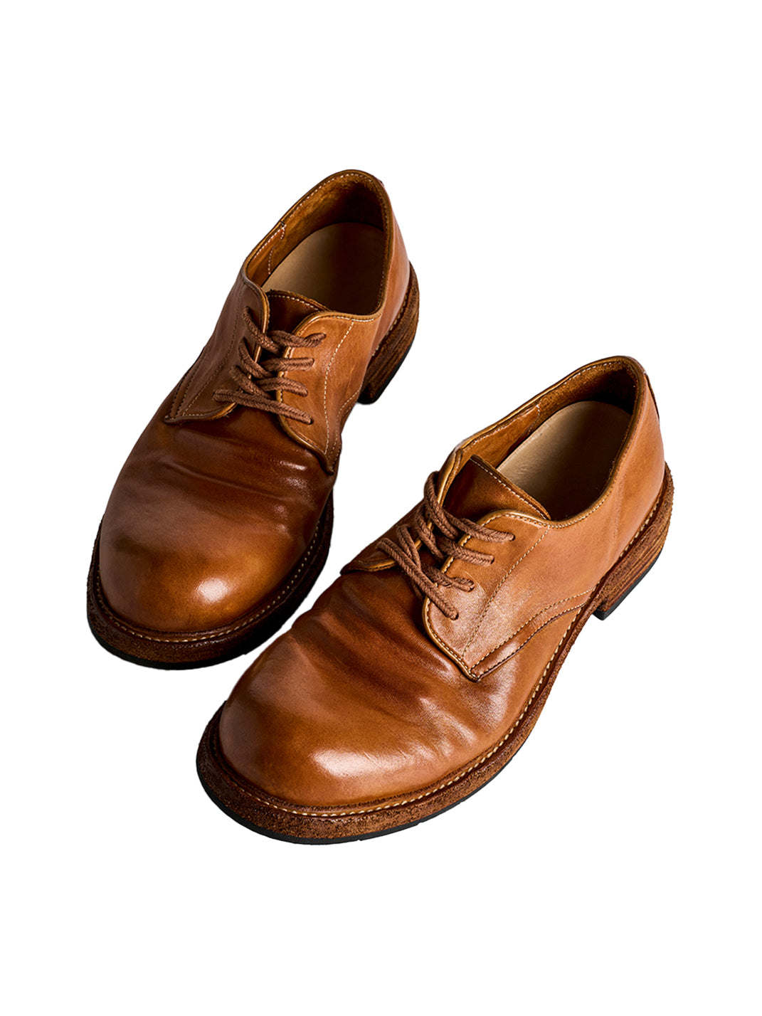 Washed Horsehide Round-Toe Derby Shoes - View 25