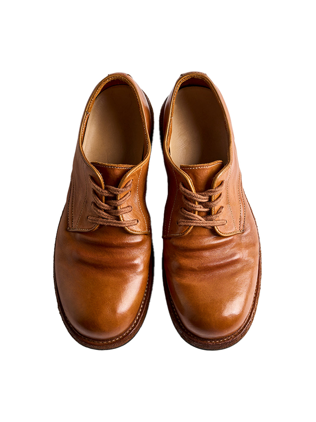 Washed Horsehide Round-Toe Derby Shoes - View 26
