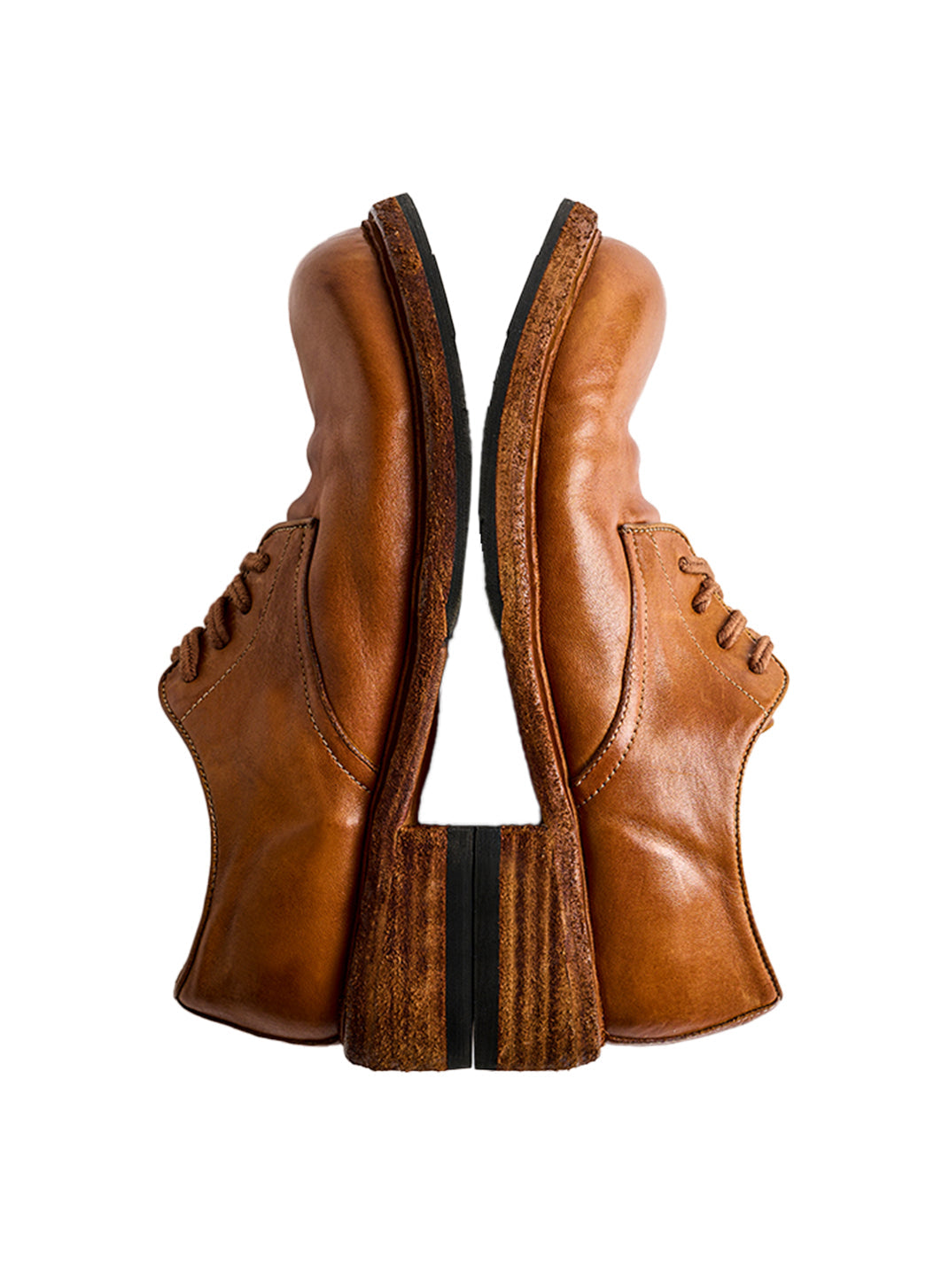 Washed Horsehide Round-Toe Derby Shoes - View 27