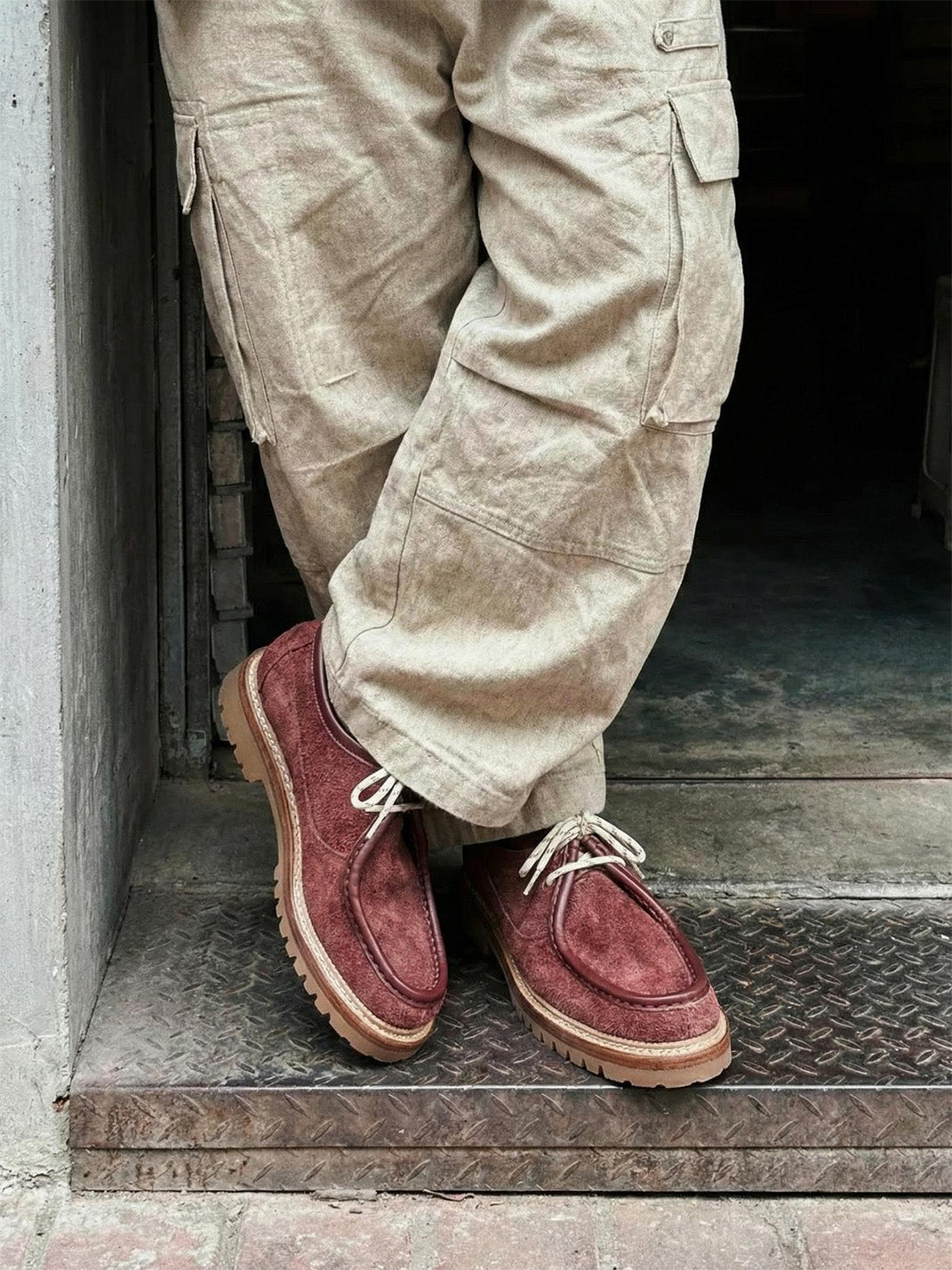 Suede Moc-Toe Lace-Up Work Loafers - View 2