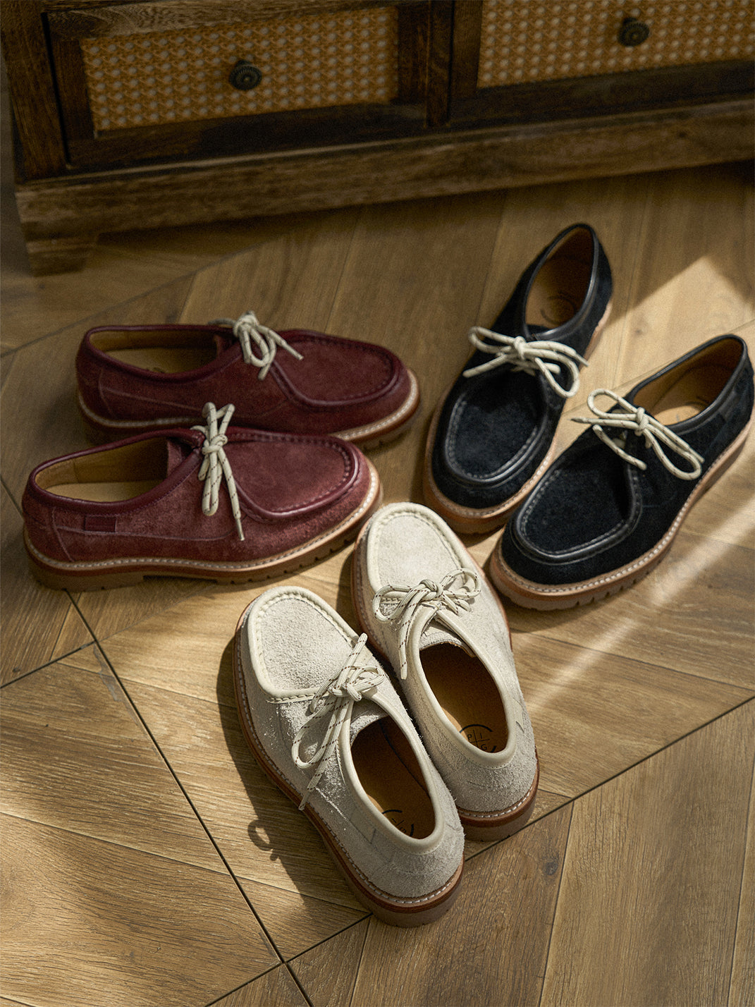 Suede Moc-Toe Lace-Up Work Loafers - View 42