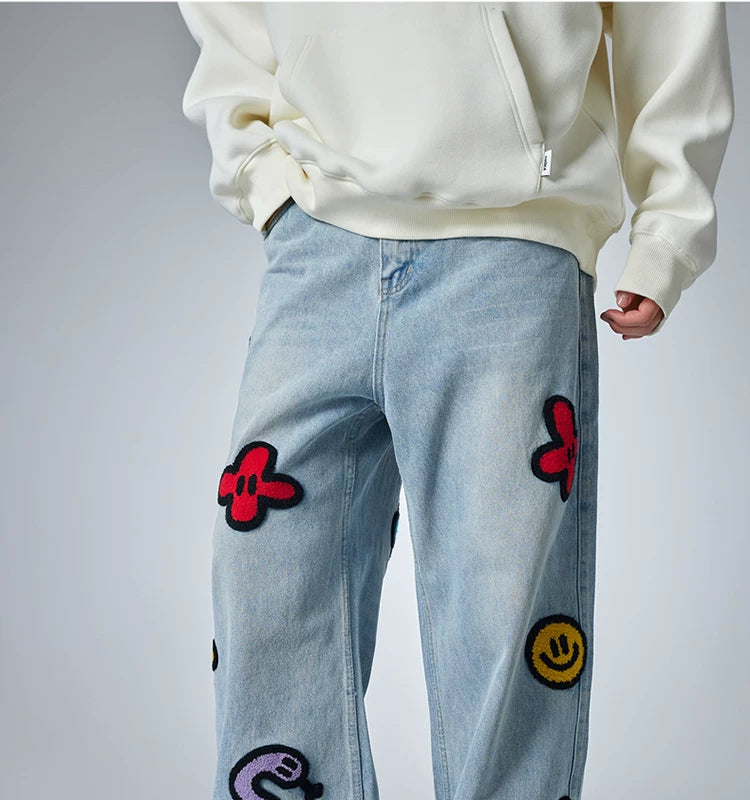 Small Flower Embroidery jeans side view