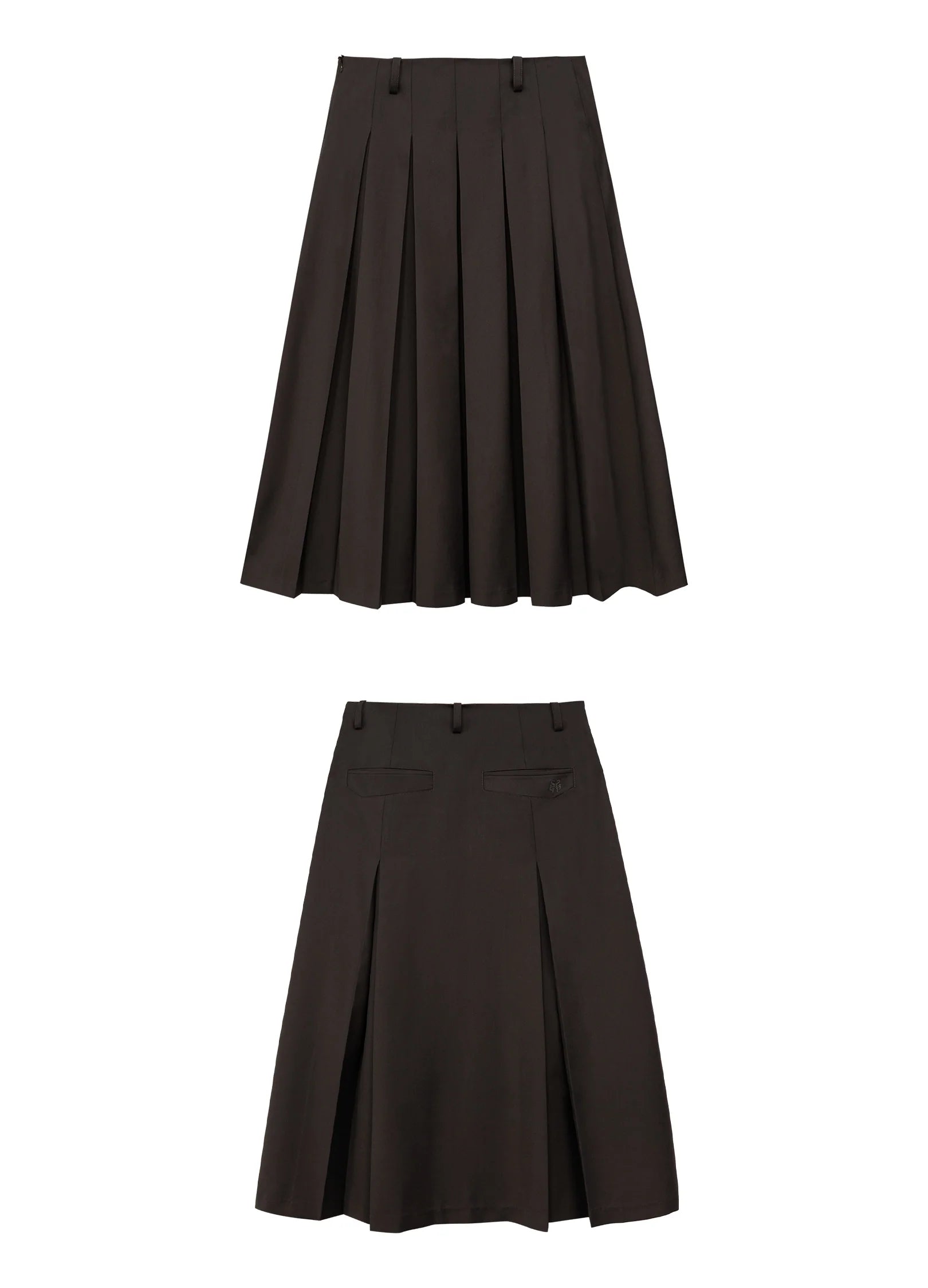 Deep Box Pleated Midi Skirt