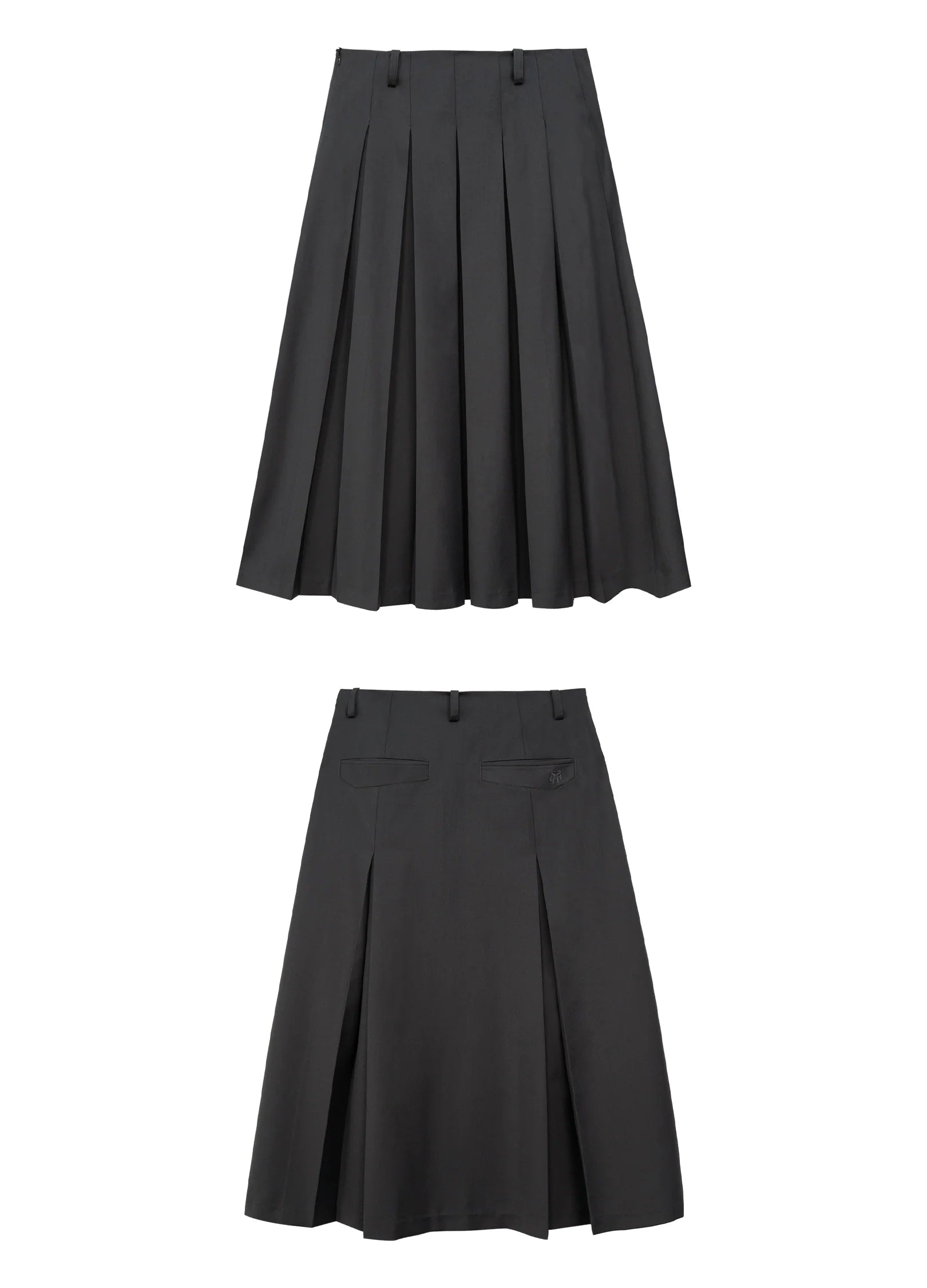 Deep Box Pleated Midi Skirt