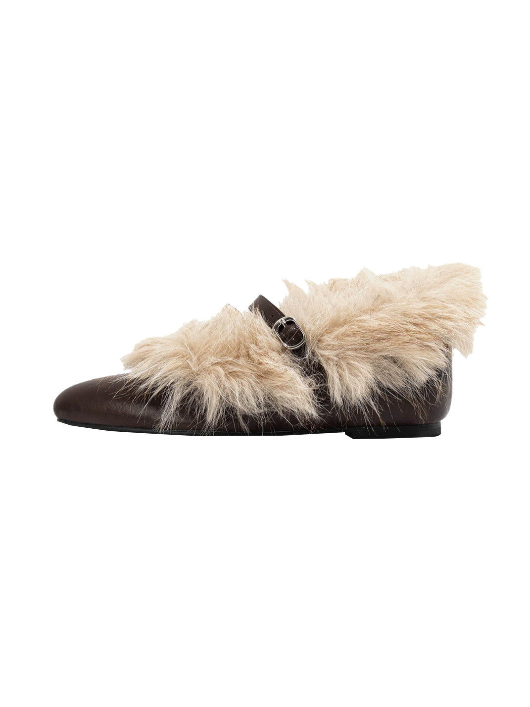 Plush-Trim Pointed Mary Jane Shoes — product view 1