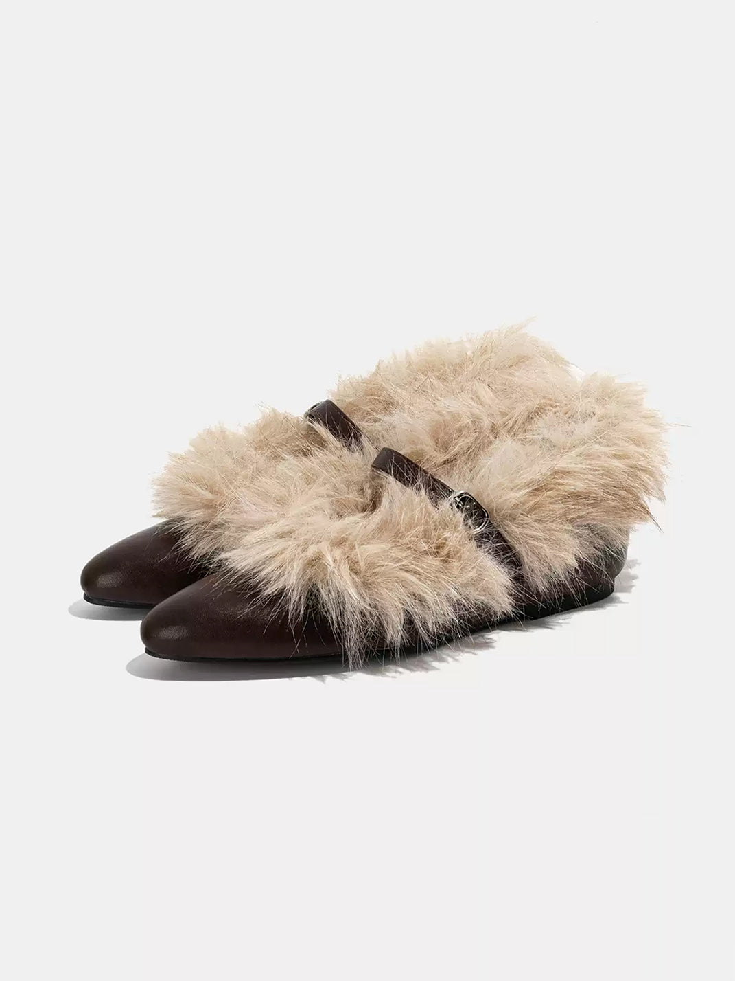 Plush-Trim Pointed Mary Jane Shoes — product view 2