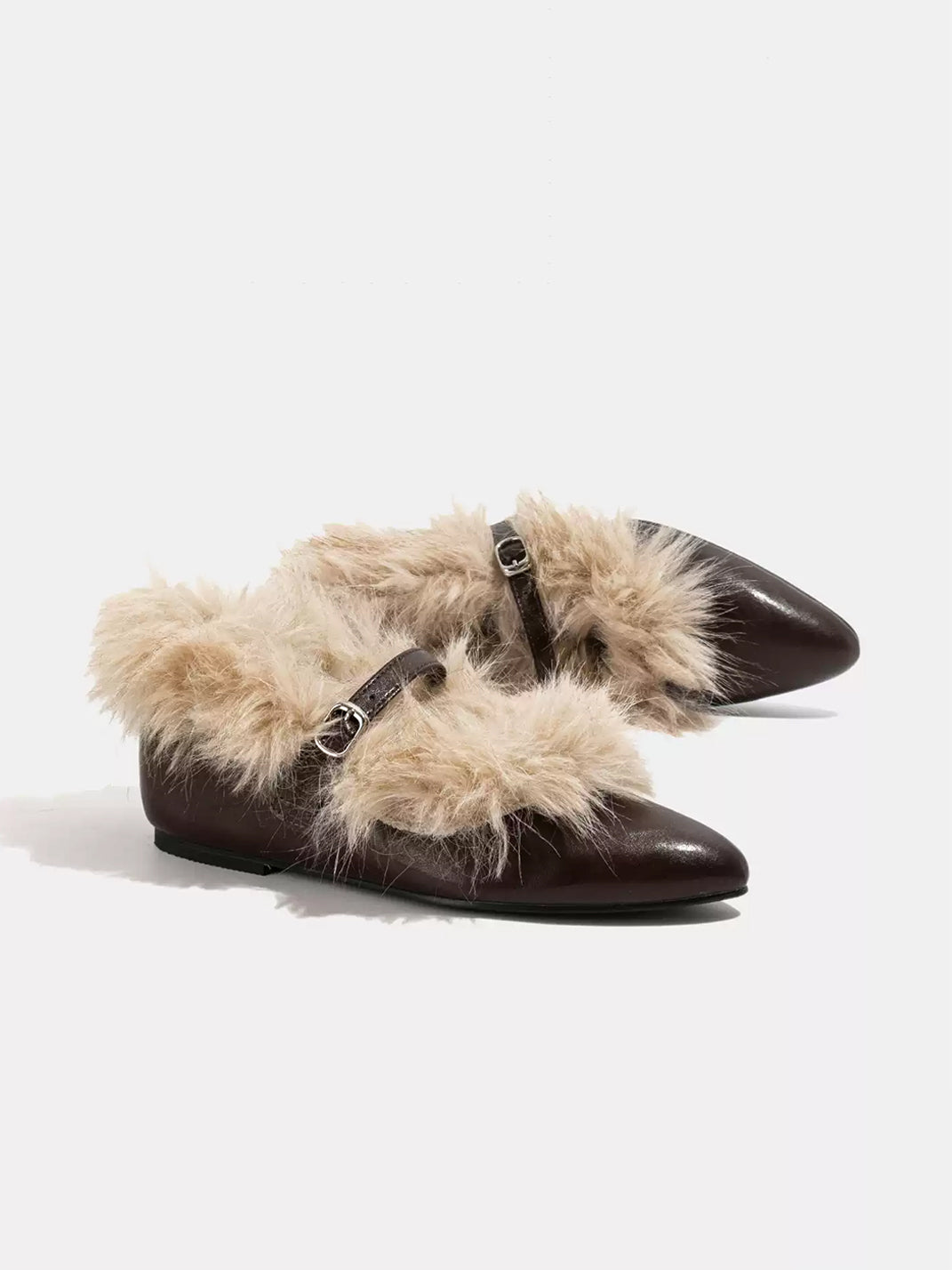 Plush-Trim Pointed Mary Jane Shoes — product view 5