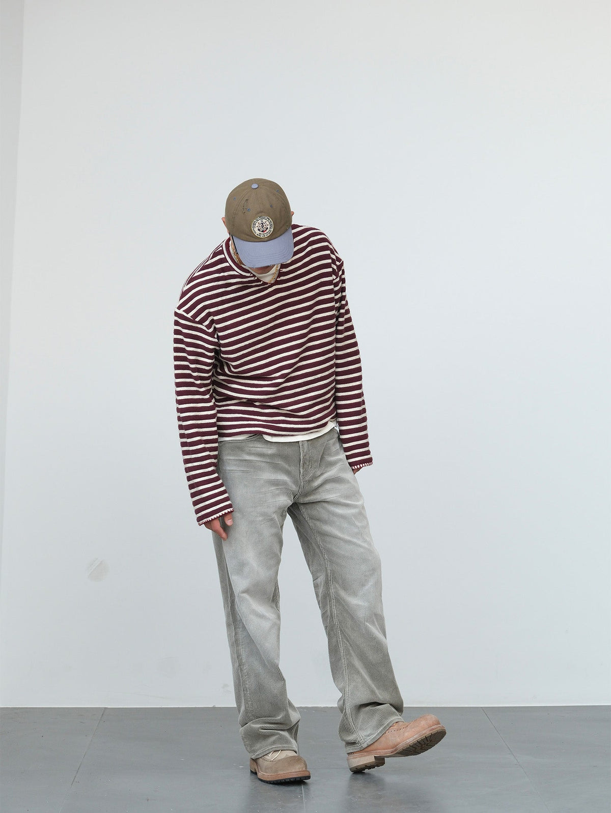 Faded Straight Leg Corduroy Pants - Light Gray 6