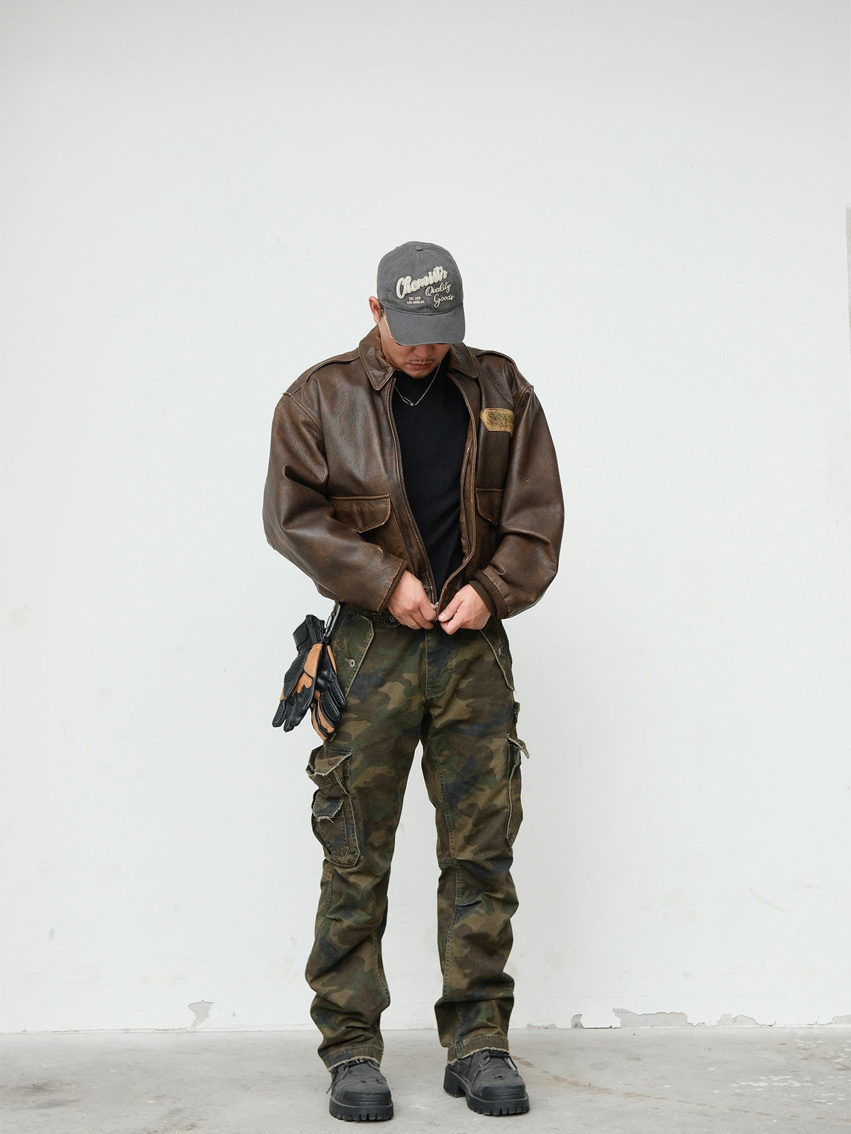 Woodland Camo Layered Pocket Cargo Pants - detail or styled view 4