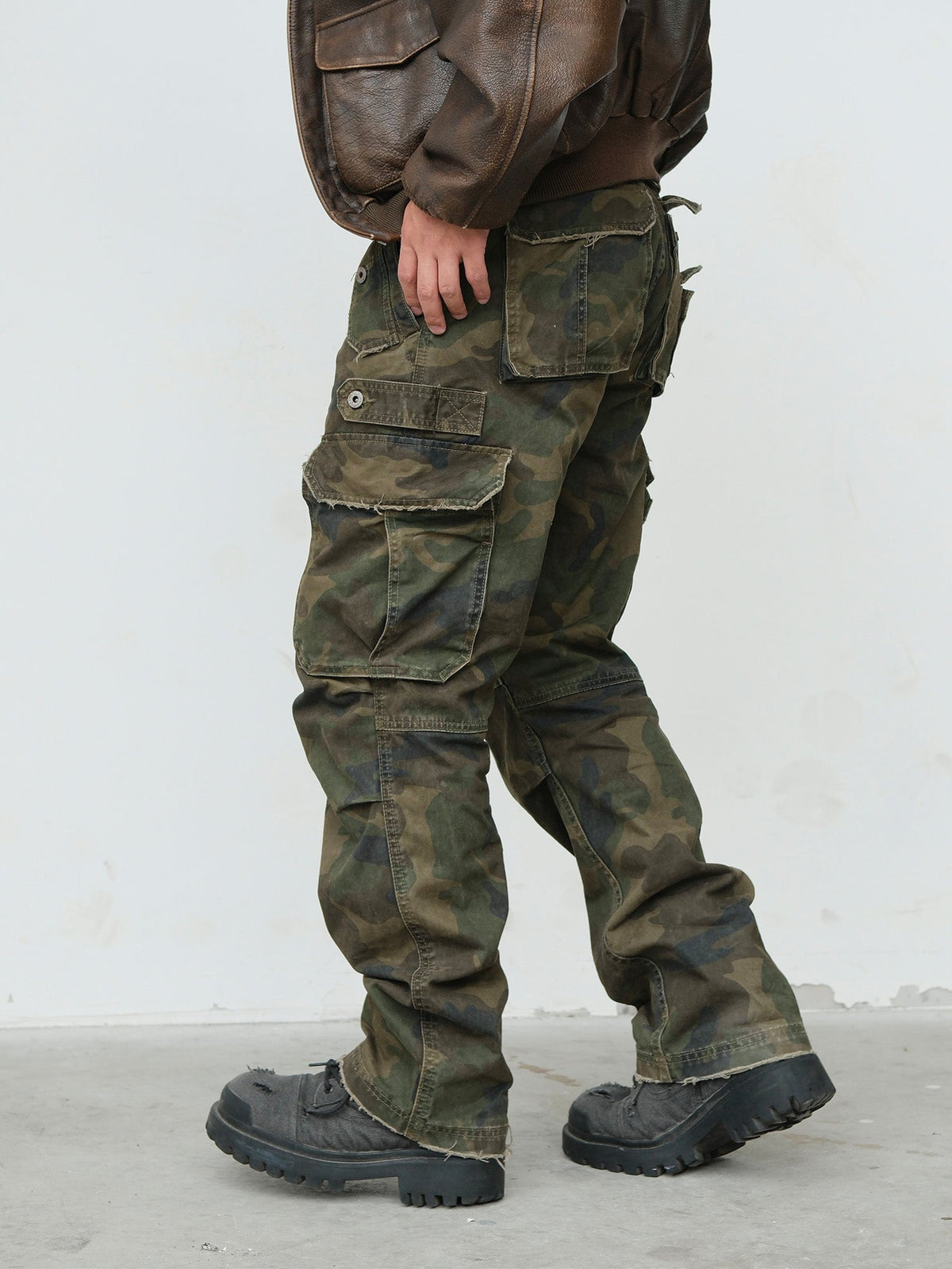 Woodland Camo Layered Pocket Cargo Pants - detail or styled view 8