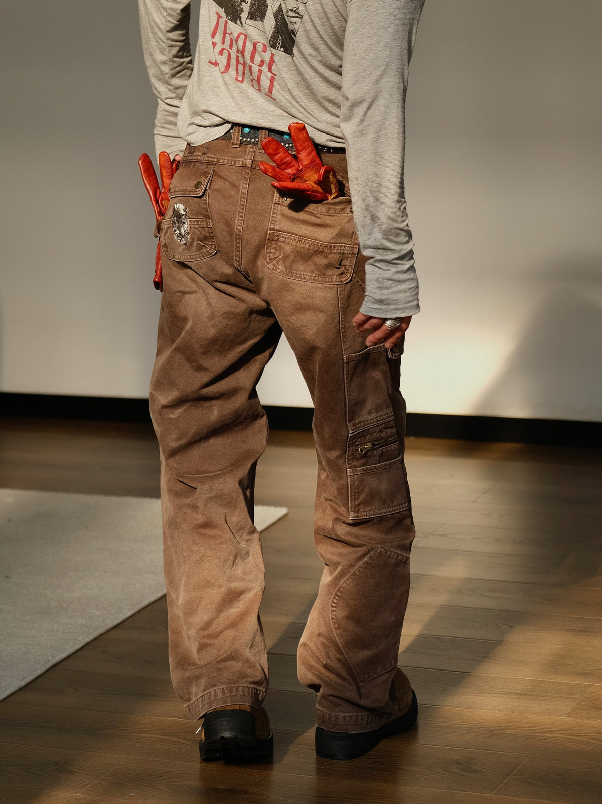 Washed Cotton Utility Pocket Cargo Pants - detail or styled view 15