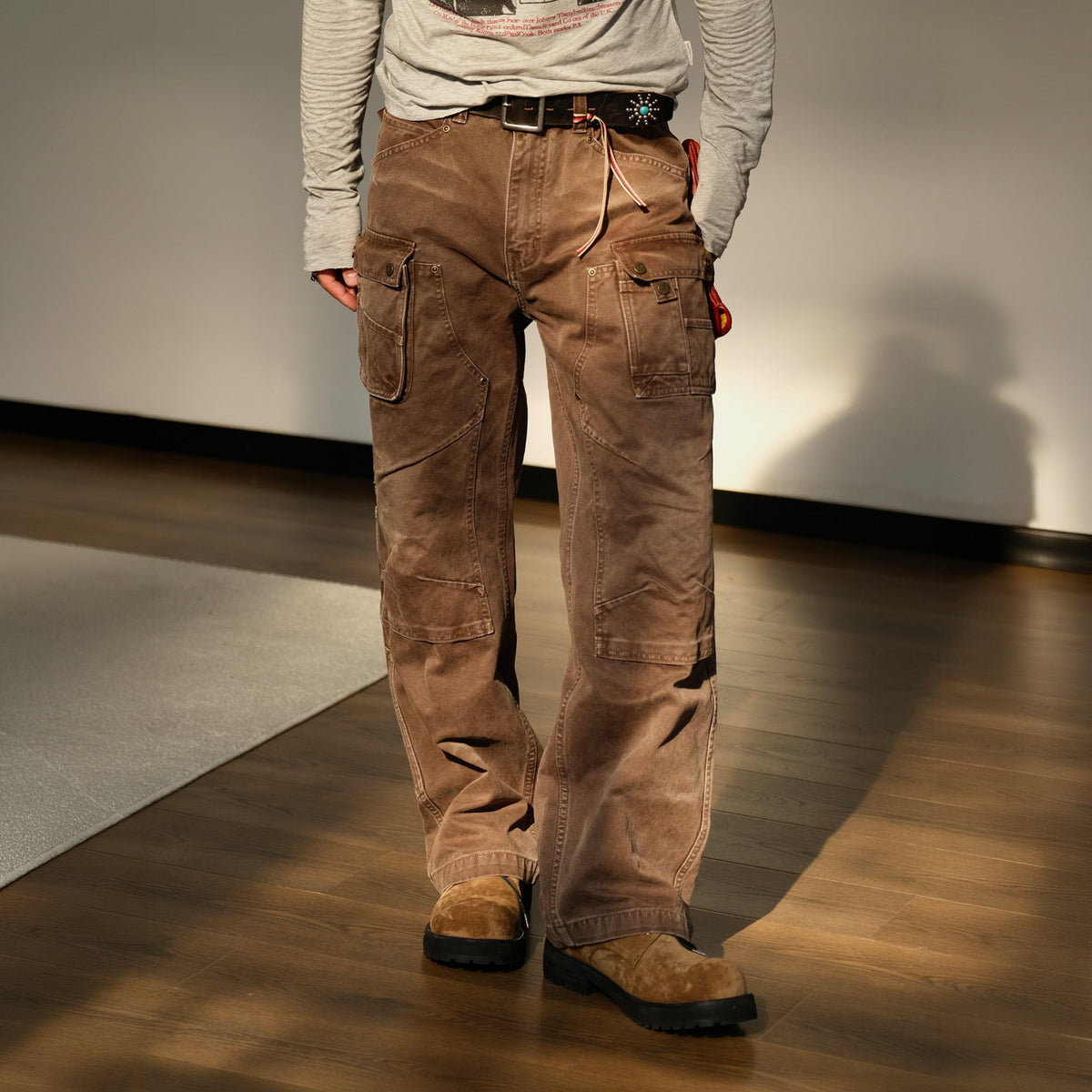 Washed Cotton Utility Pocket Cargo Pants - product view 2