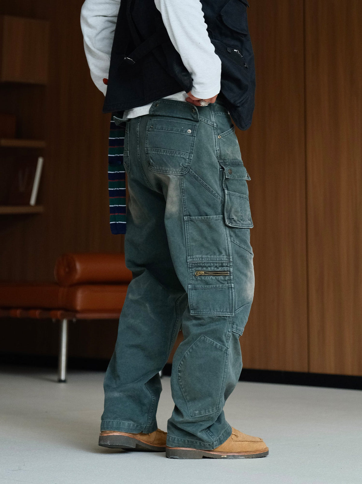Washed Cotton Utility Pocket Cargo Pants - detail or styled view 21