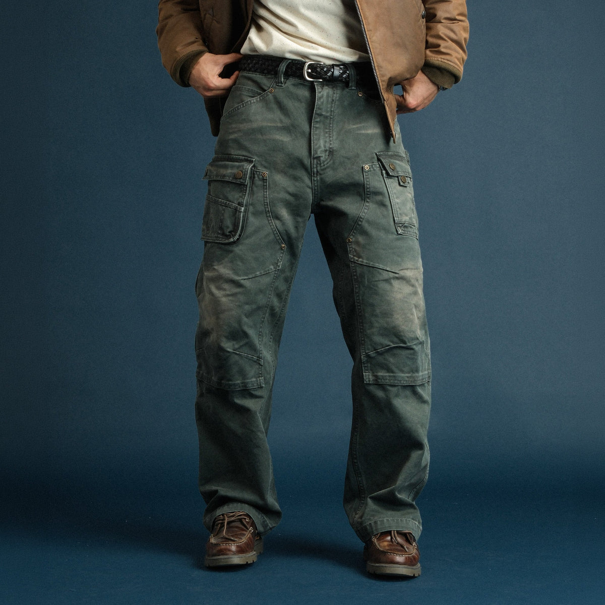Washed Cotton Utility Pocket Cargo Pants - detail or styled view 3