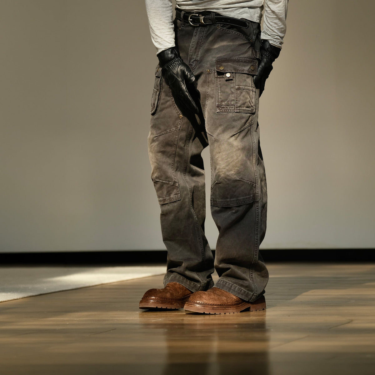Washed Cotton Utility Pocket Cargo Pants - detail or styled view 7