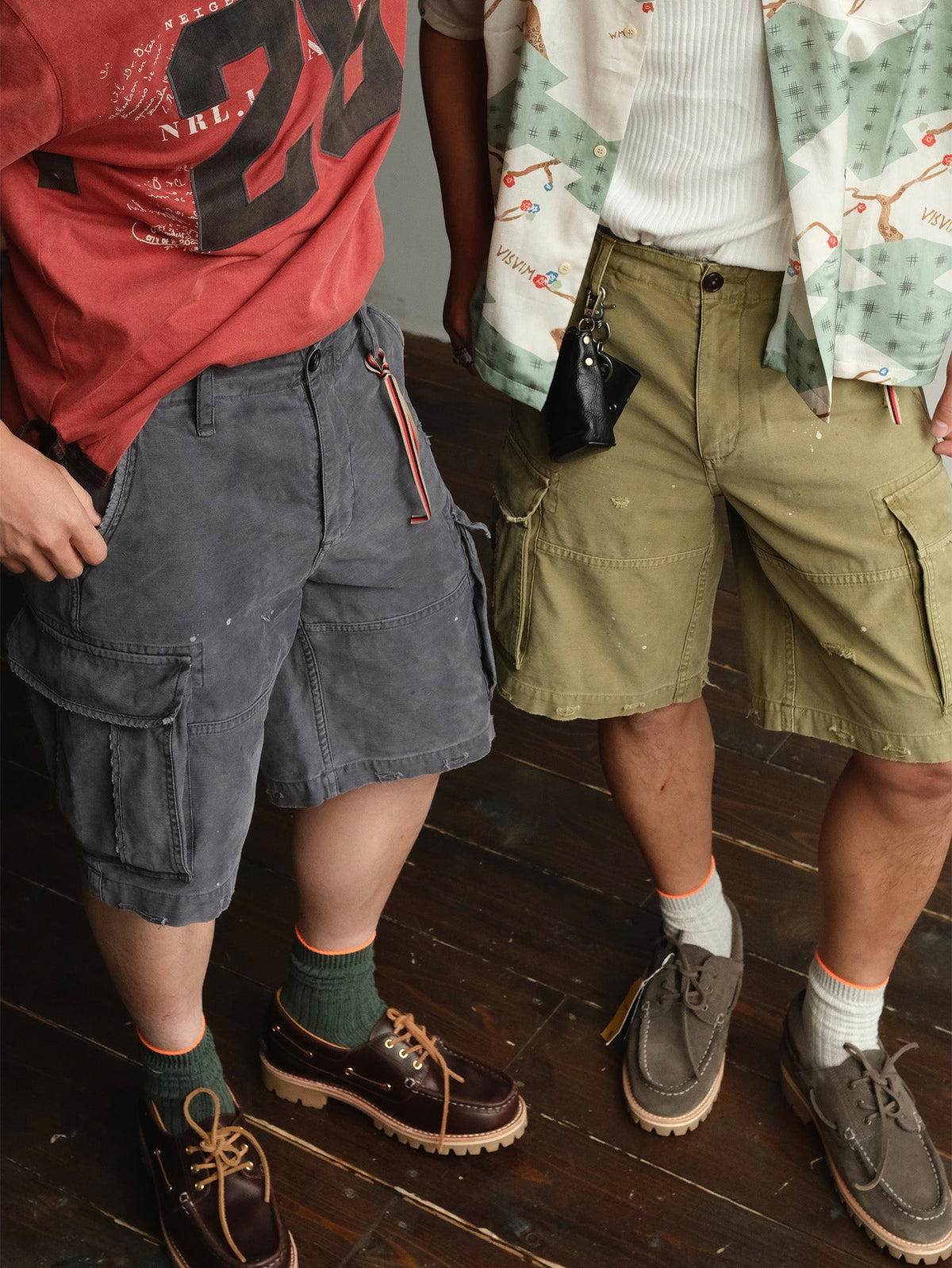 Washed Utility Pocket Cotton Cargo Shorts - detail or styled view 14