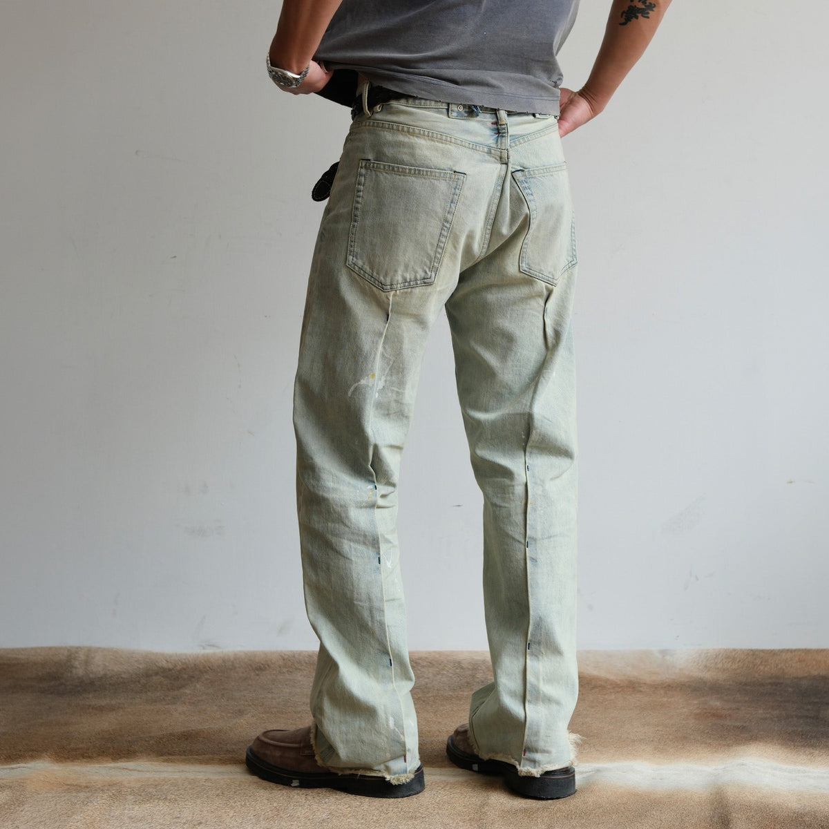 Pale Wash Paint Splatter Jeans - product view 2