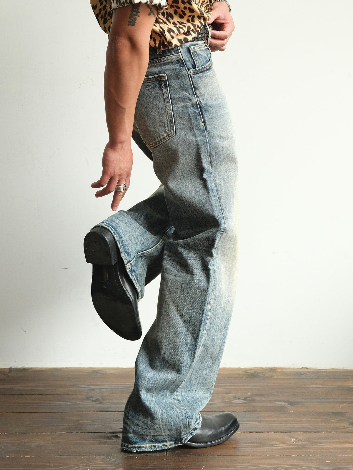 Whiskered Vintage Wash Straight Leg Jeans - product view 11