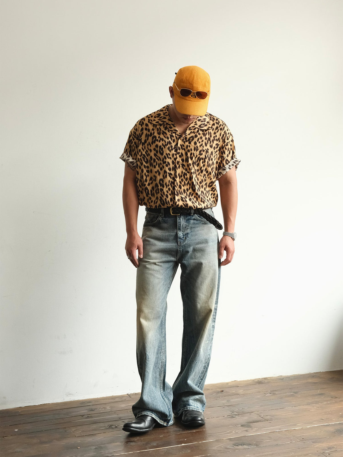 Whiskered Vintage Wash Straight Leg Jeans - product view 4